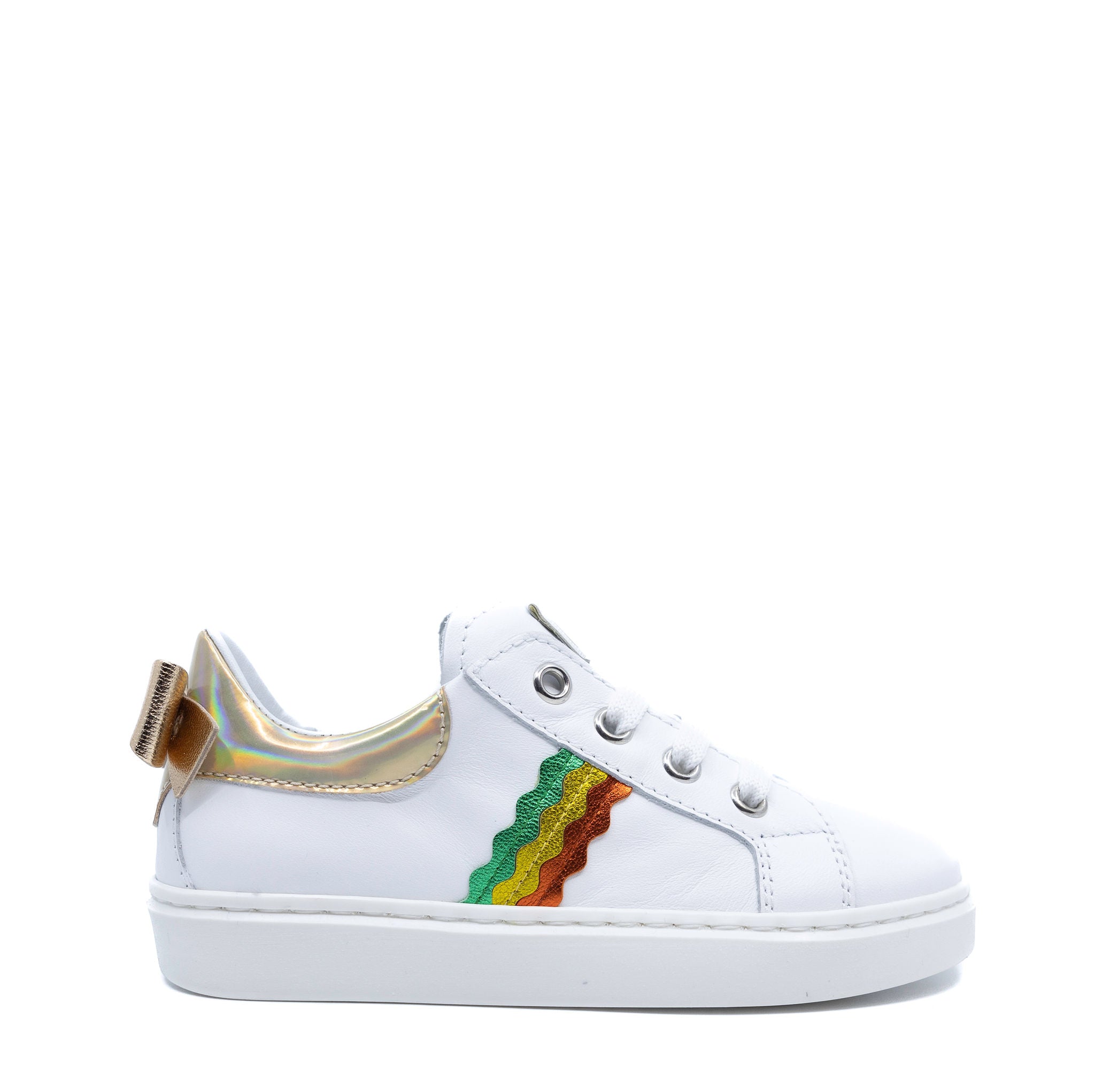 Beberlis White and Metallic Stripe Sneakers - Women's Fashion Casual Shoes for Walking, Running & Everyday Wear