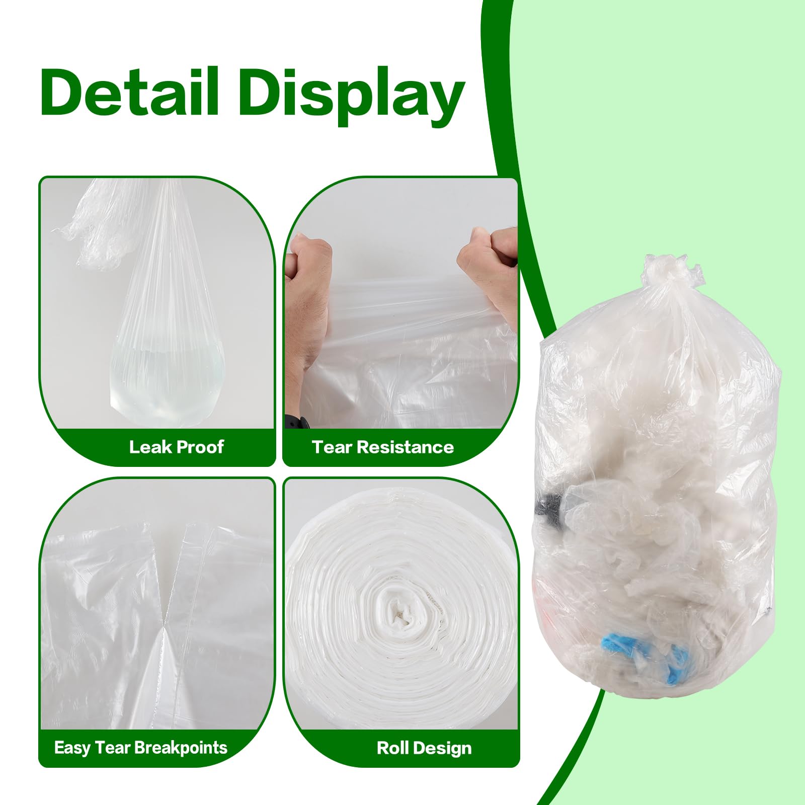 **Pekky 18 Gallon Large Trash Bags - Heavy Duty Clear Yard Waste Bags (70 Count) - Perfect for Lawn Cleanup, Leaf Collection & Outdoor Waste Disposal**
