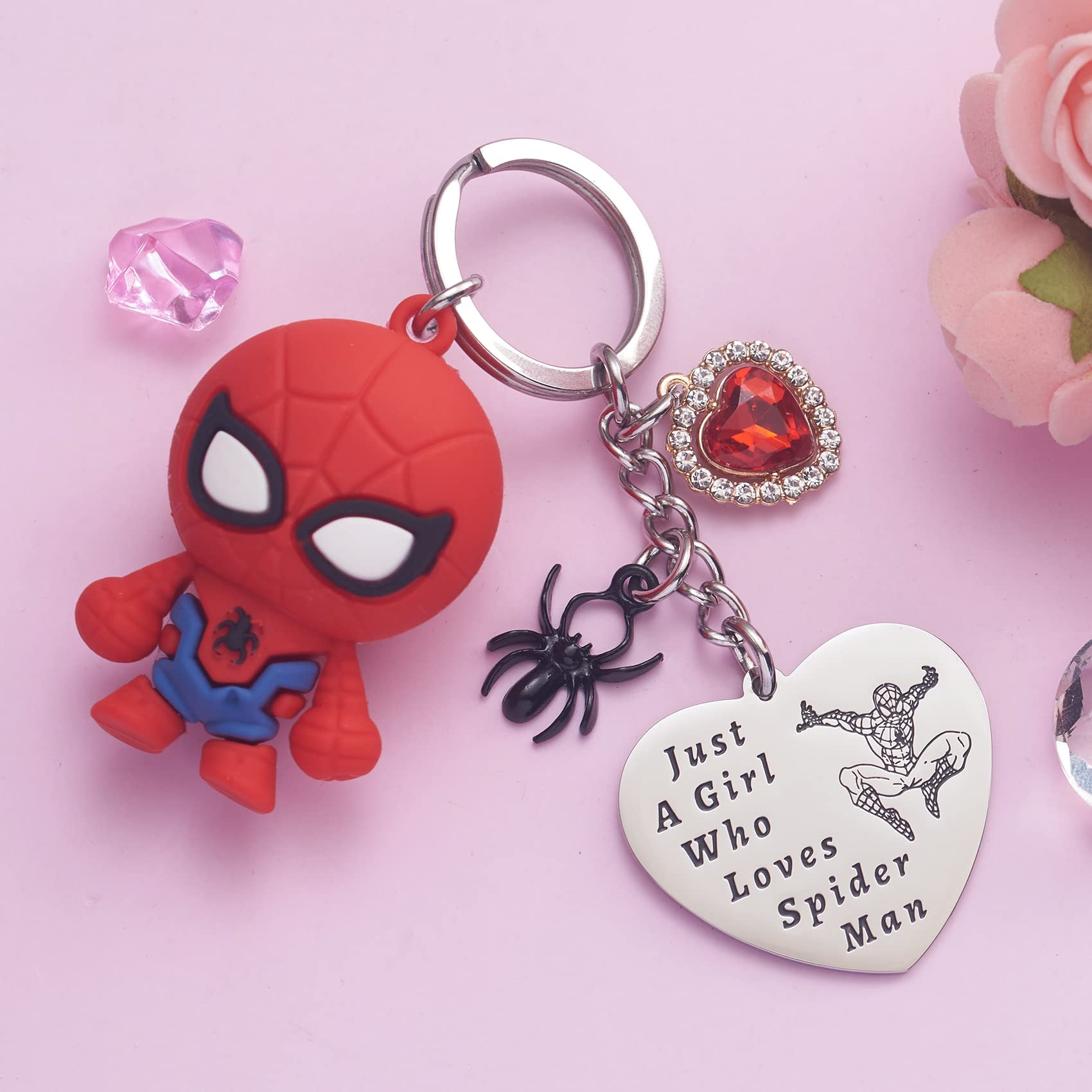 Spiderman Keychain - Superhero Gifts for Teen Girls, Women, Daughter Birthday Present | Cute Spider Keychain for Backpacks, Purses & Car Keys | Marvel Fan Gift Idea