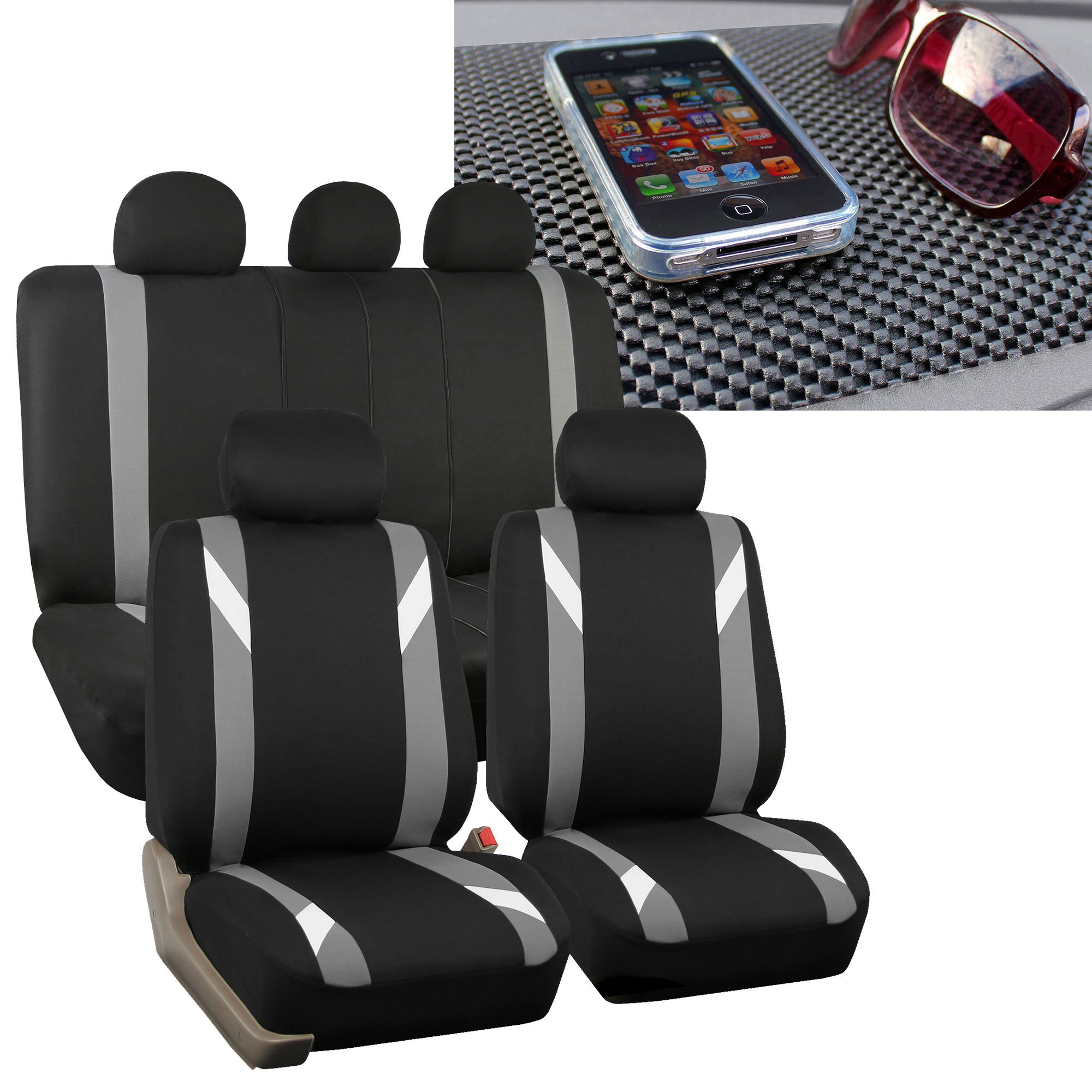 Premium Universal Fit Car Seat Covers Full Set - Modern Gray & Black Design, Airbag Compatible, Split Rear Seat Protection for Cars, Trucks & SUVs | Perfect for Daily Commuting, Road Trips & Family Travel