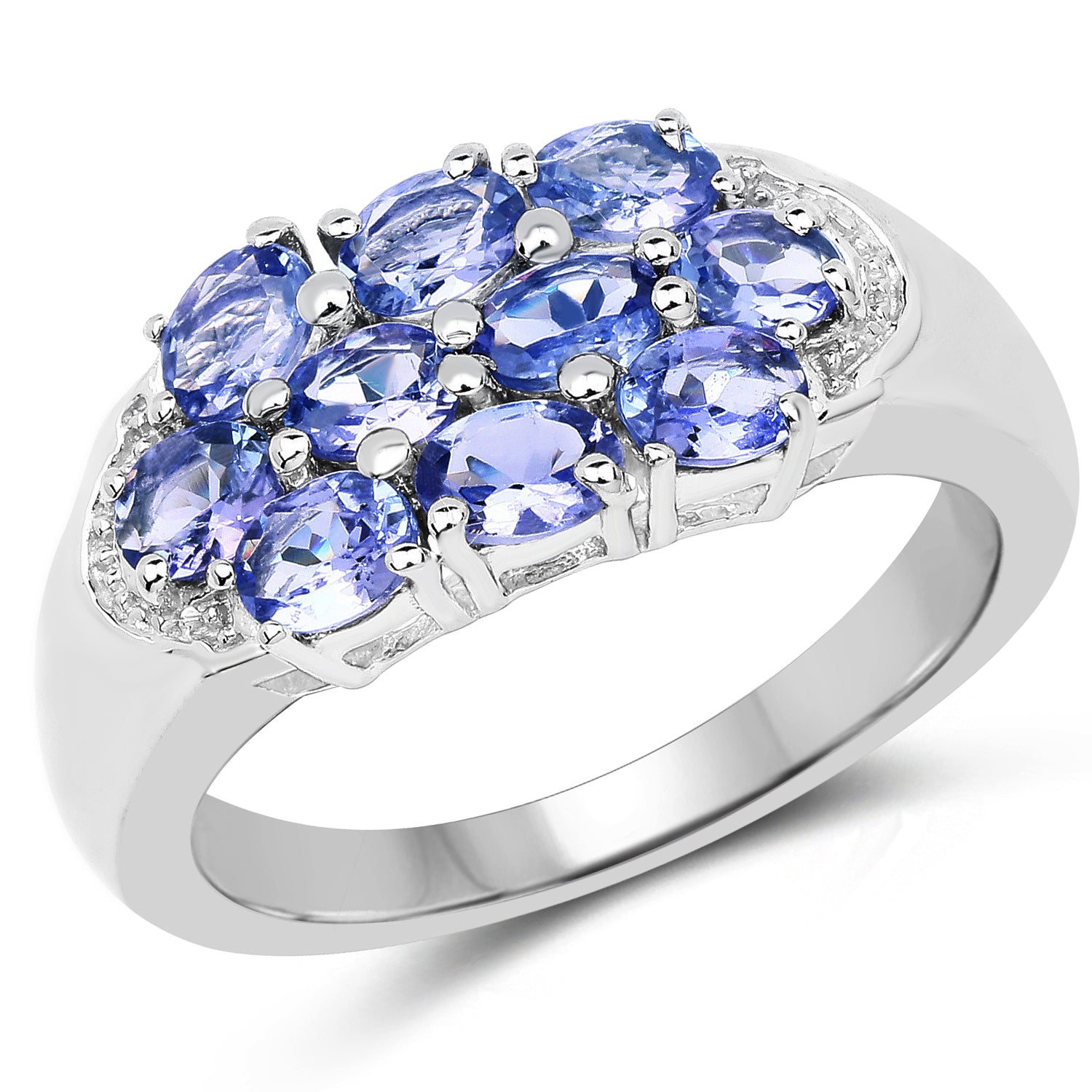 Natural Tanzanite Cluster Ring - Genuine Tanzanite Jewelry for Women, Elegant Silver Ring for Engagement, Wedding & Everyday Wear