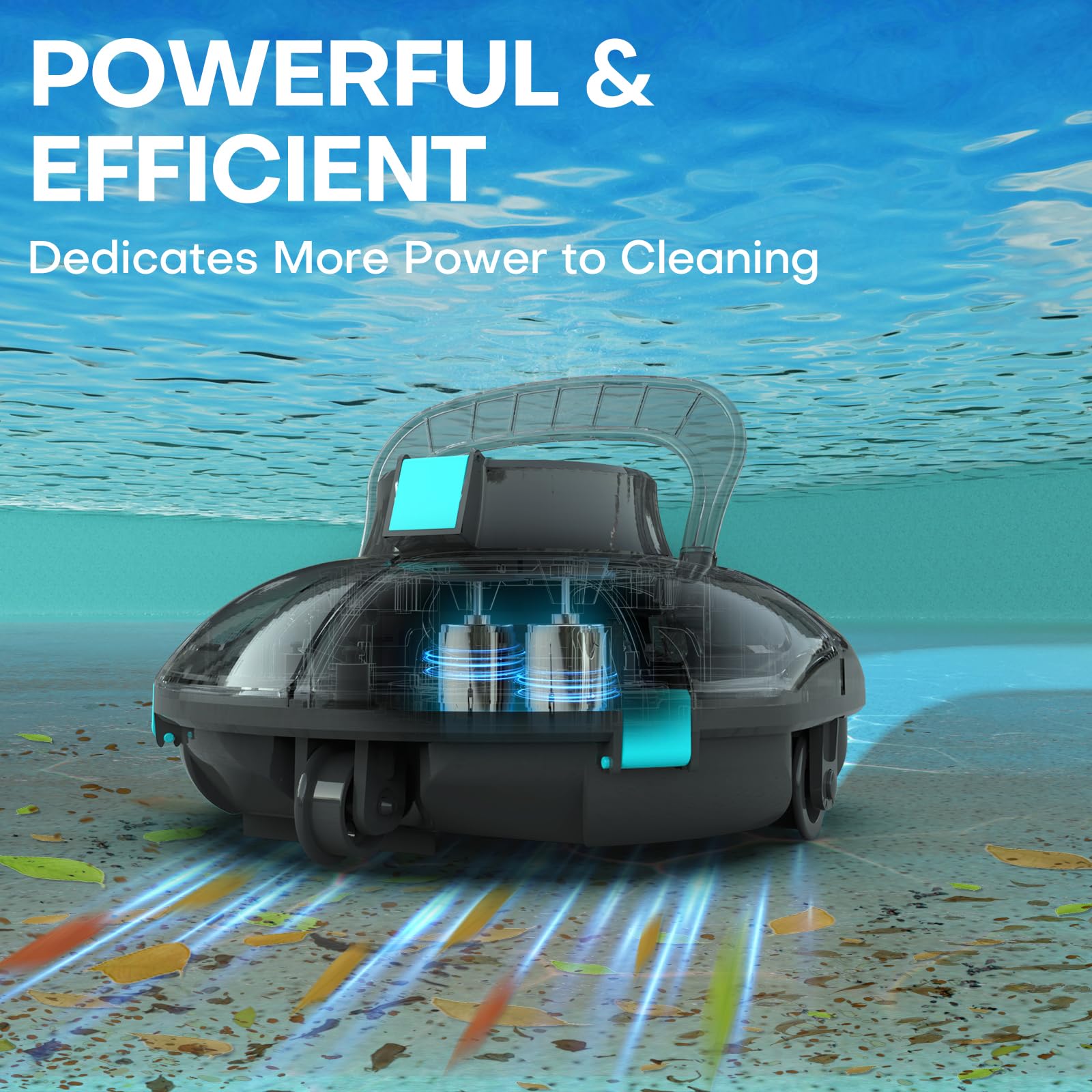 Best Cordless Robotic Pool Vacuum Cleaner for Above Ground Pools - Powerful Suction, Transparent Design, Cleans Up to 645 Sq. Ft Effortlessly - Perfect for Inground & Above Ground Swimming Pools, Spas, and Backyard Cleaning