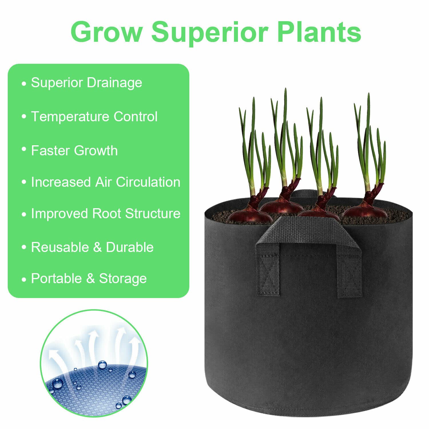 10-Pack 7 Gallon Heavy Duty Thickened Fabric Grow Bags - Durable Nonwoven Plant Pots with Sturdy Handles for Vegetables, Flowers & Indoor/Outdoor Gardening
