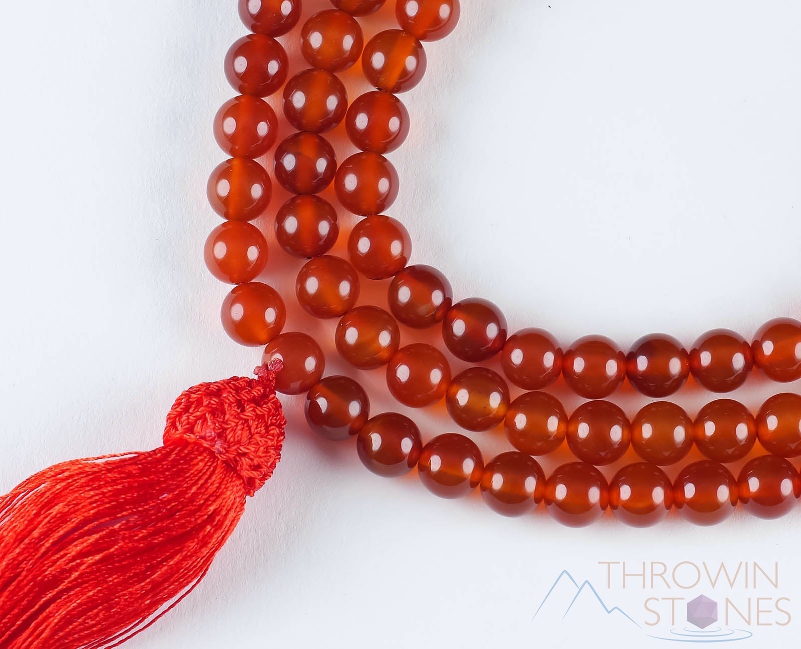 Healing Carnelian Crystal Mala Beaded Necklace - Handmade Gemstone Jewelry for Meditation, Yoga & Spiritual Balance - E0119