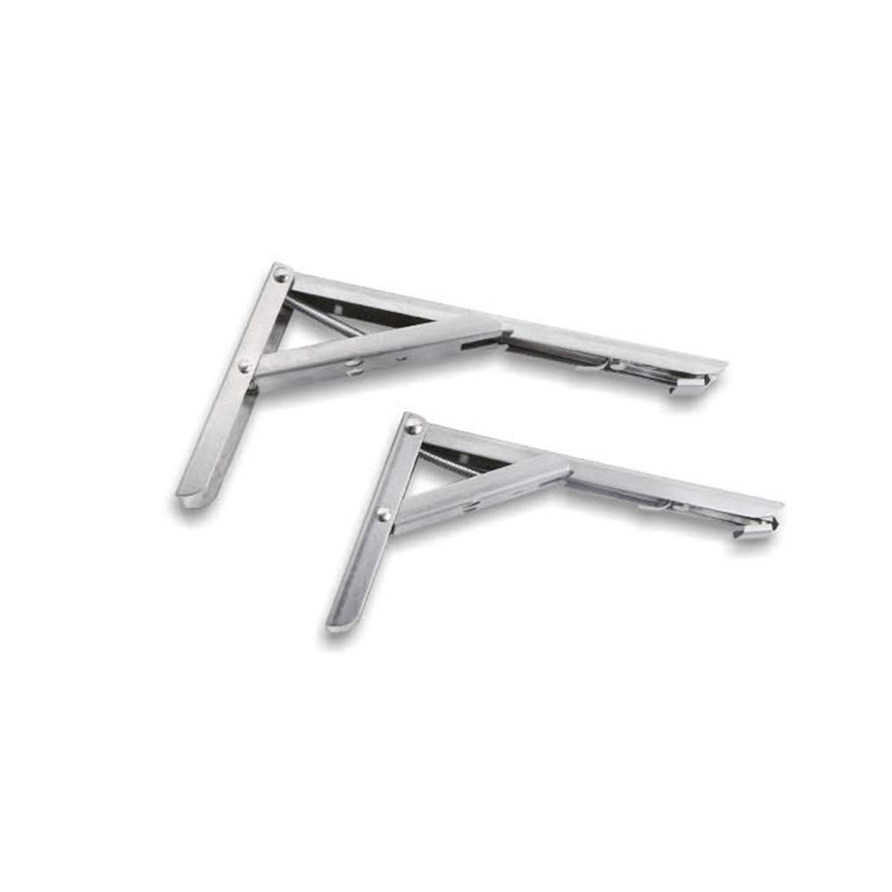 Heavy Duty Stainless Steel Folding Bracket - Adjustable 8-14 Inch Triangle Shelf Bracket for Wall Mounting, Kitchen Shelves, Bookcases & DIY Projects | Foldable, Sturdy Support Frame for Home Organization