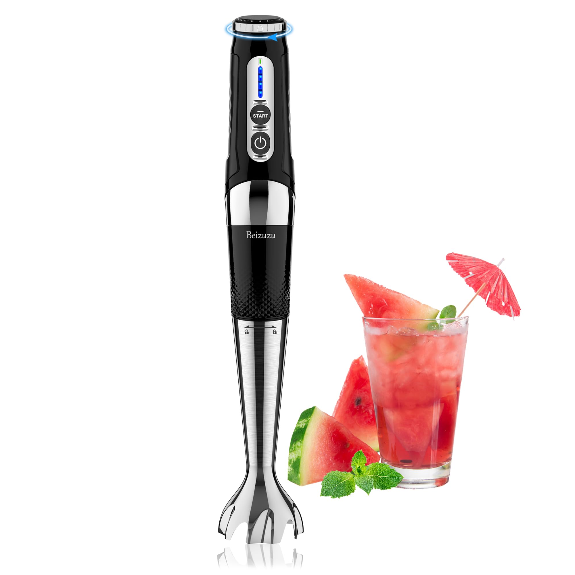 USB Rechargeable Cordless Immersion Blender - 21-Speed 3-Angle Adjustable Hand Blender with 304 Stainless Steel Blades for Smoothies, Soup, Milkshakes, Puree & Baby Food | Perfect for Kitchen, Camping & Small Spaces (Black)