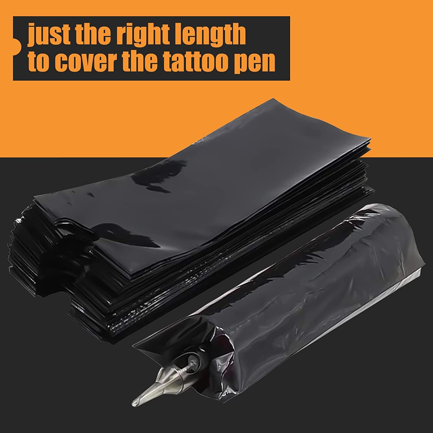 Yuelong 200pcs Black Tattoo Machine Pen Covers - Disposable Plastic Sleeves for Tattoo Artists | Hygienic Protection for Tattoo Guns & Needles | Perfect for Tattoo Studios, Home Use & Professional Tattoo Sessions