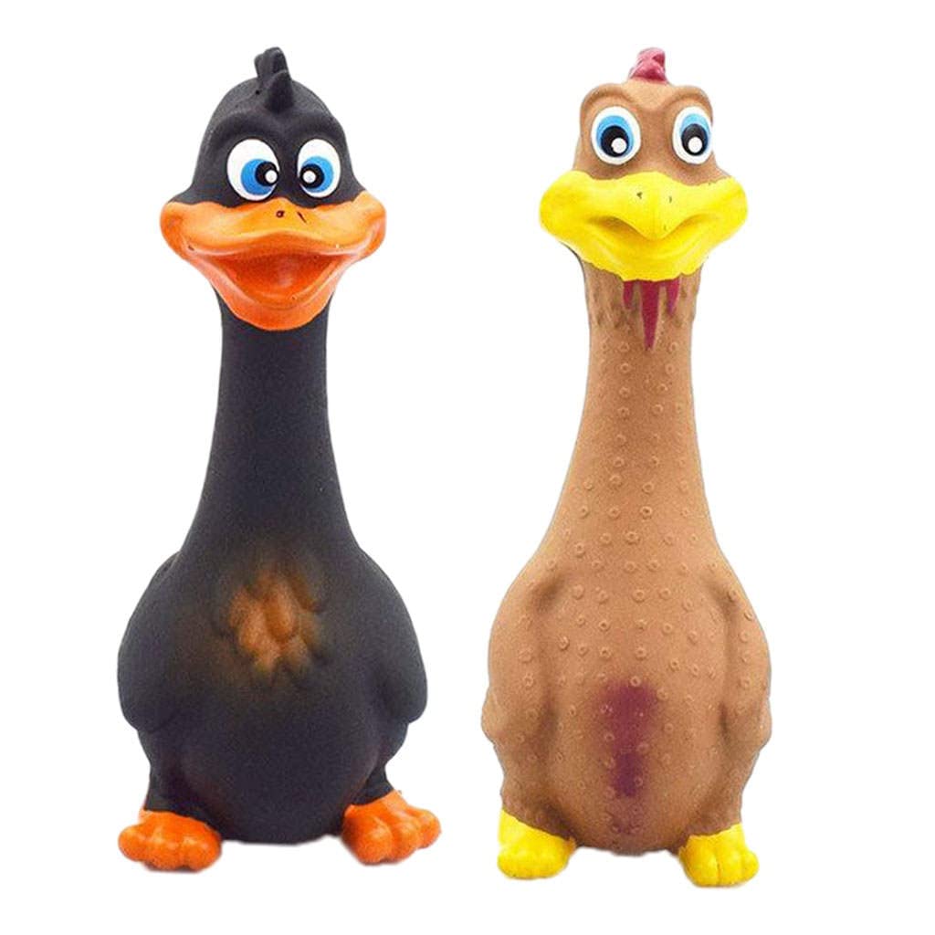 MagiDeal 2 Pack Squeaky Rubber Chicken Dog Toys - Funny Chew Toy for Small & Medium Dogs, Interactive Pet Bite Toy for Cats & Puppies - Perfect for Playtime, Training & Gifting