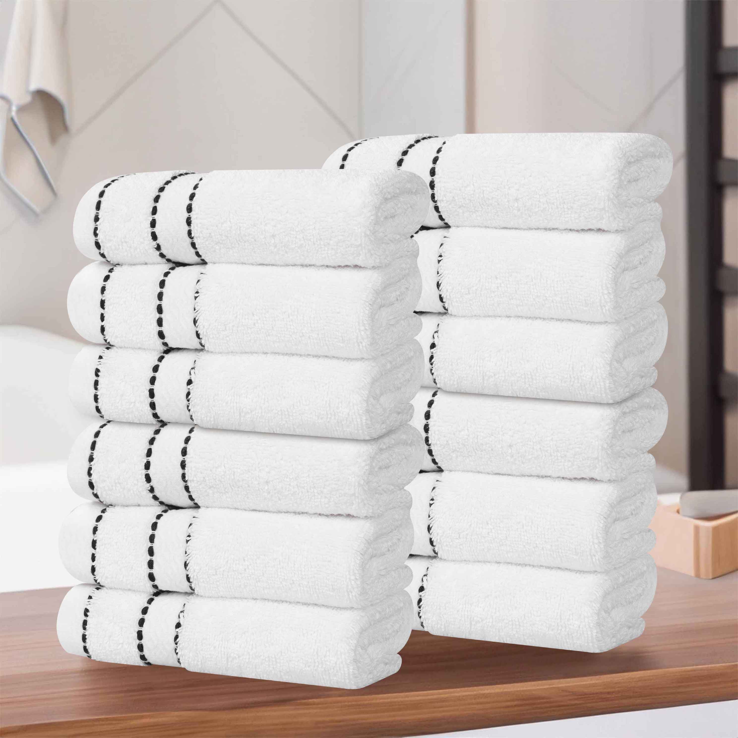 Premium Giza Cotton Dobby Face Towels - Set of 12 | Ultra Absorbent & Soft Egyptian Cotton | Perfect for Spa, Gym, Travel & Daily Skincare Routine