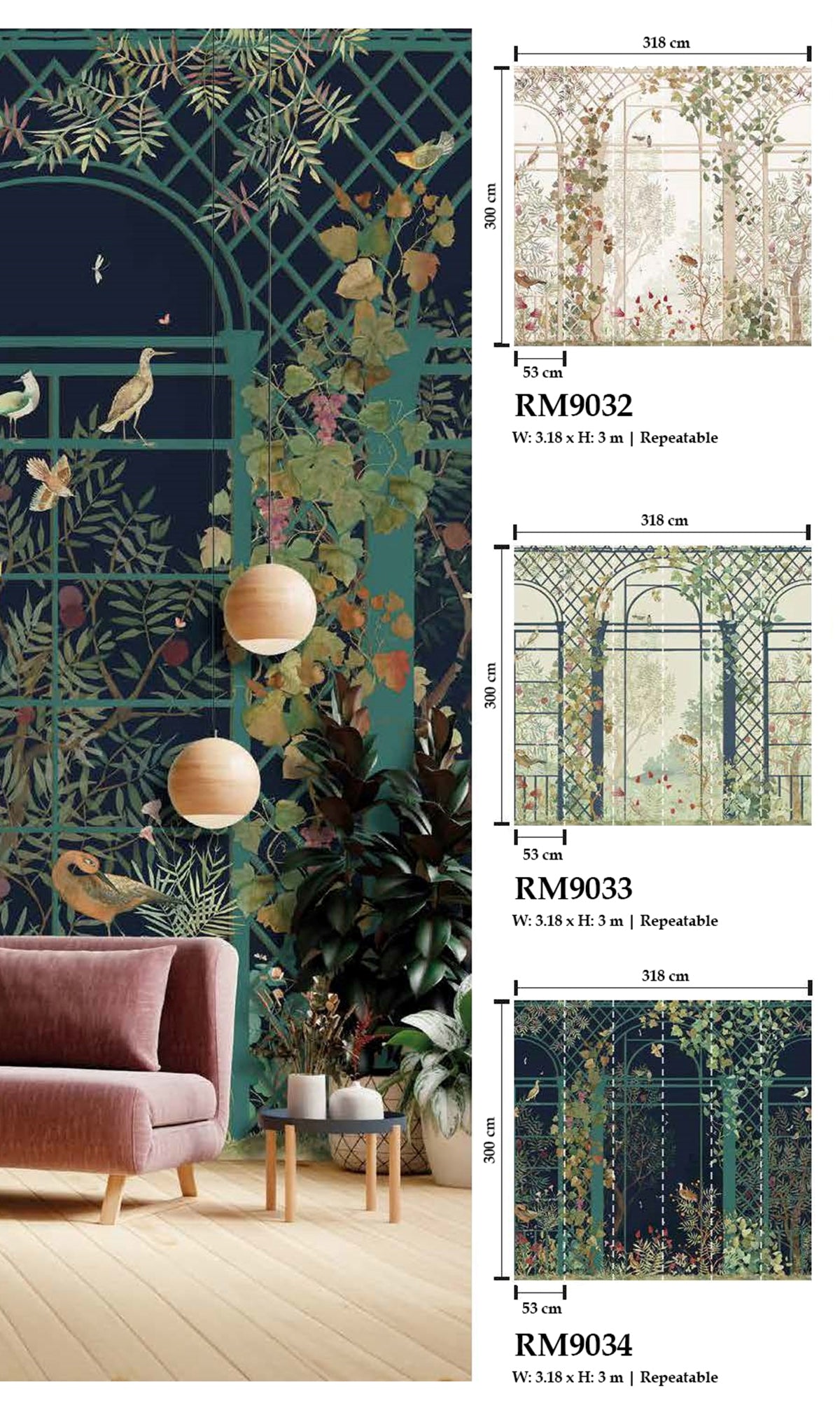 Beige Botanical Greenhouse Wallpaper RM9032 - Peel and Stick Self-Adhesive Wallpaper for Home Decor, Living Room, Bedroom, Nursery | Vintage Floral Design, Easy to Install & Remove