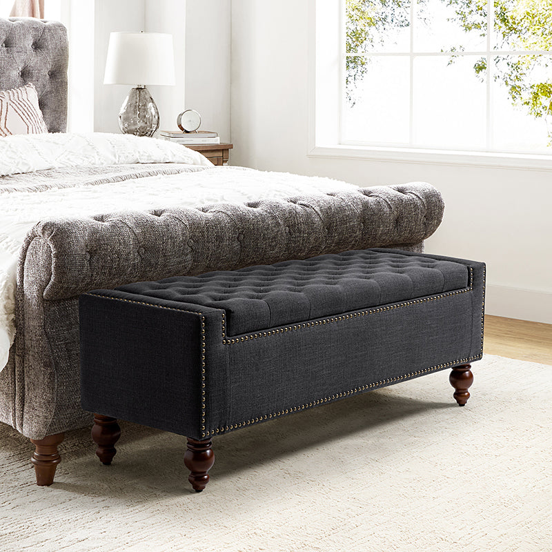 Eugen Upholstered Flip Top Storage Bench - Stylish Ottoman with Hidden Storage for Bedroom, Living Room & Entryway - Perfect for Seating, Storage & Home Decor