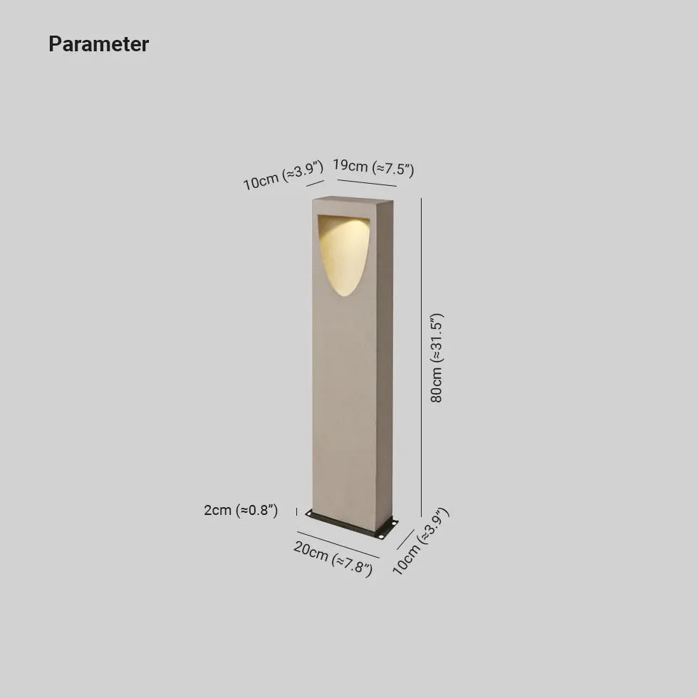 Outdoor Rectangular Stone Garden Bollard Lights - Waterproof LED Landscape Lighting for Pathways, Driveways, and Yards
