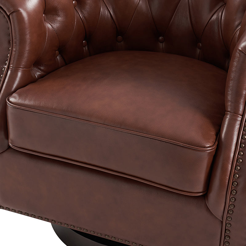 Morris Chesterfield Traditional Rocker Button Tufted Swivel Chair - Classic Leather Upholstered Recliner for Living Room, Office & Study - Perfect for Relaxing, Reading & Entertaining Guests