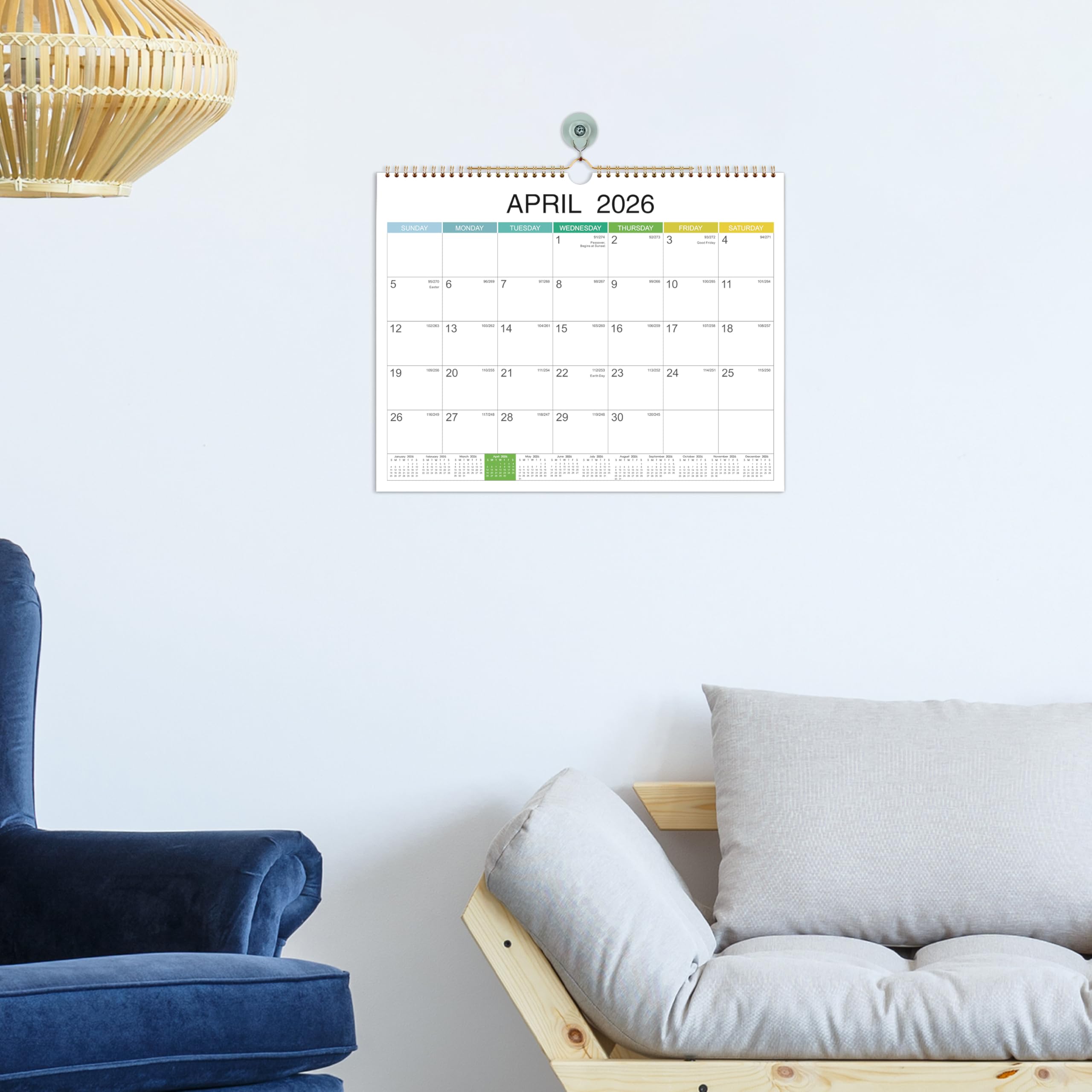 2025-2026 Wall Calendar Planner | 18-Month Hanging Calendar (July 2025 - December 2026) | 15