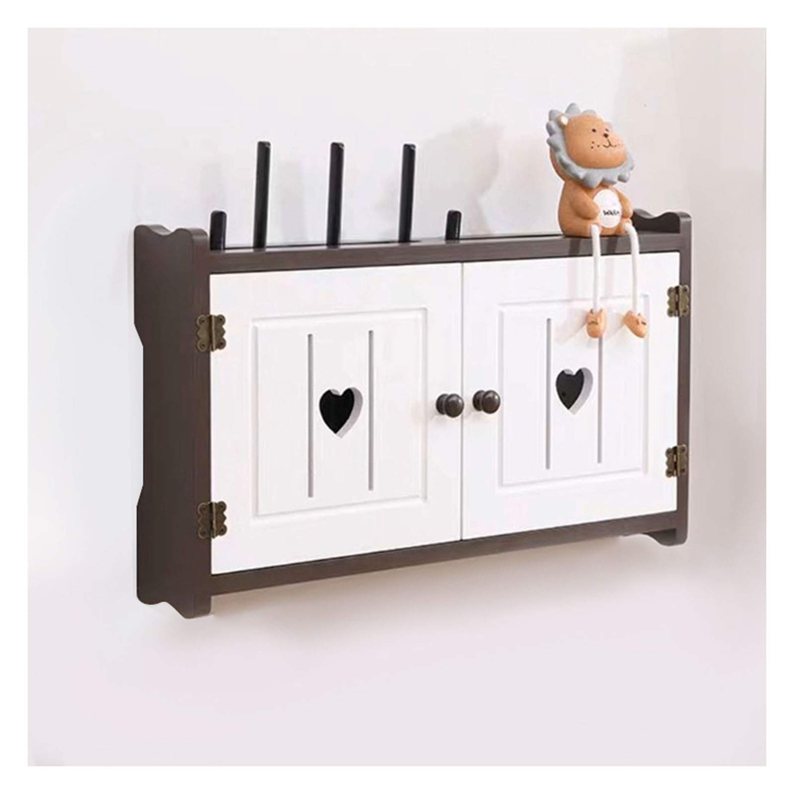 Wireless WiFi Router Storage Box - Wooden Wall Mounted Shelf with Cable Organizer for Home & Office (F-53×9×32 cm) | Perfect for Router, Modem & Plug Board Storage | Modern Home Decor & Network Setup Solution
