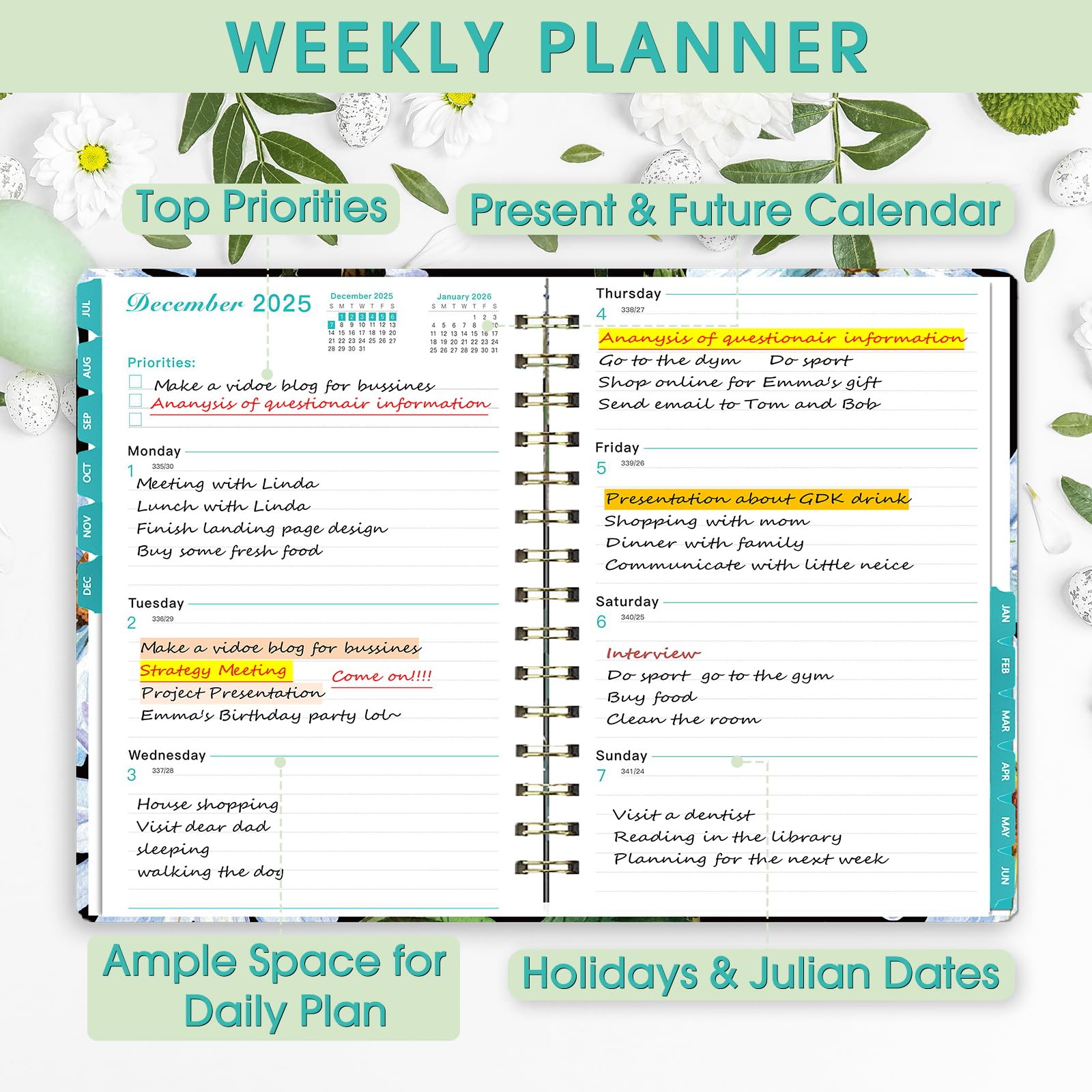 2025-2026 Academic Planner - July 2025 to June 2026 Weekly Monthly Organizer with Stickers | 8.4
