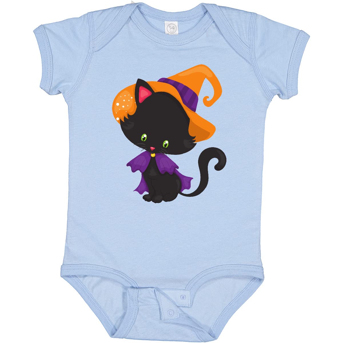 Inktastic Halloween Cat Baby Bodysuit - Cute Black Cat with Witch Hat Outfit for Infants | Perfect for Halloween Parties, Photo Shoots & Costume Events