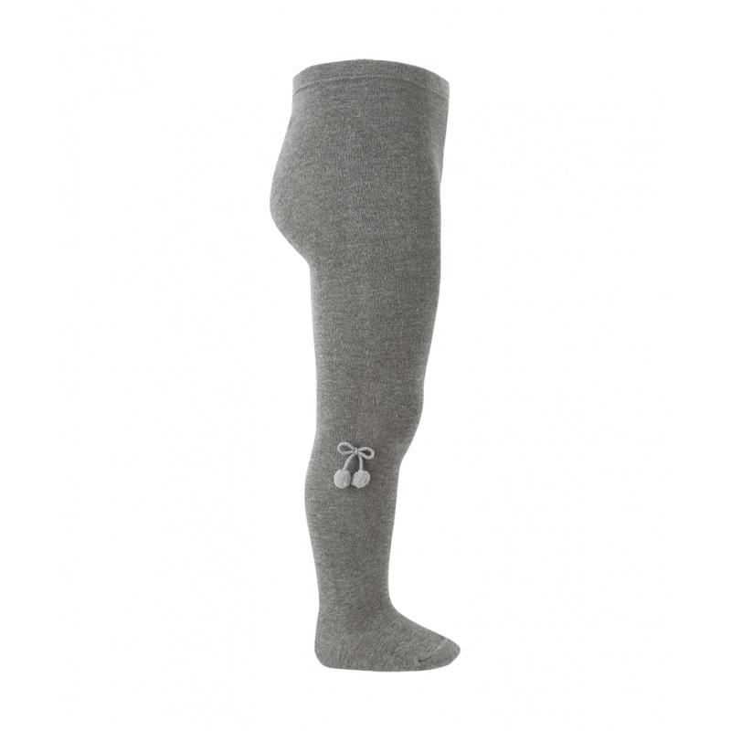 Light Grey Pom Pom Tights for Women - Soft Knit Winter Leg Warmers with Cute Fur Balls - Perfect for Christmas Outfits, Holiday Parties & Cozy Winter Fashion