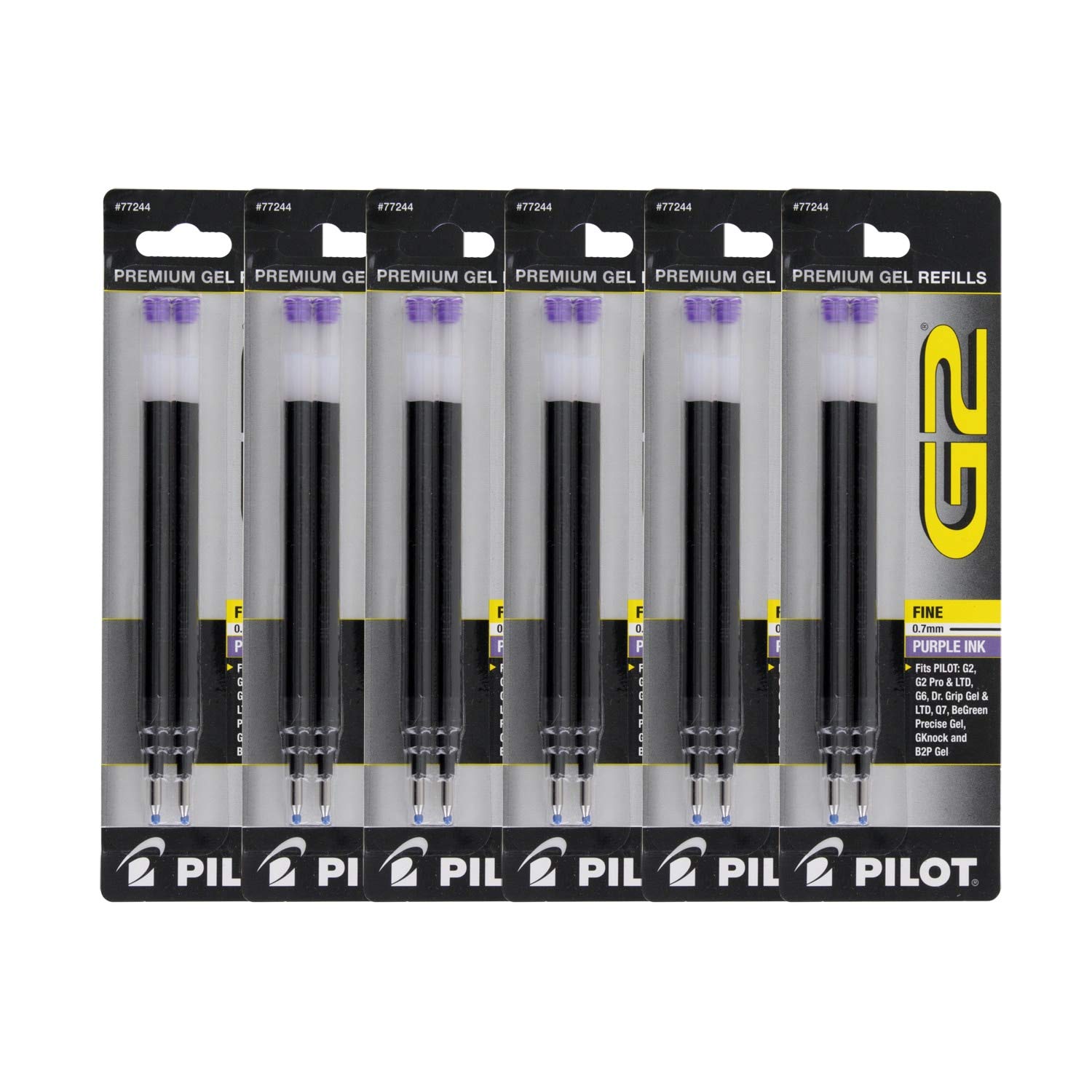 Pilot G2 Gel Pen Refills 0.7mm Fine Point - 12 Pack Purple for Office & School Writing
