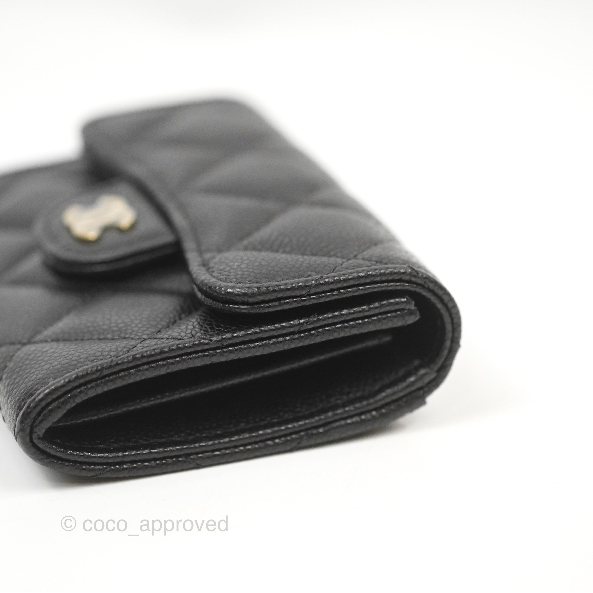 Chanel Caviar Quilted Flap Card Holder in Black with Gold Hardware - Luxury Compact Wallet for Everyday Use & Special Occasions