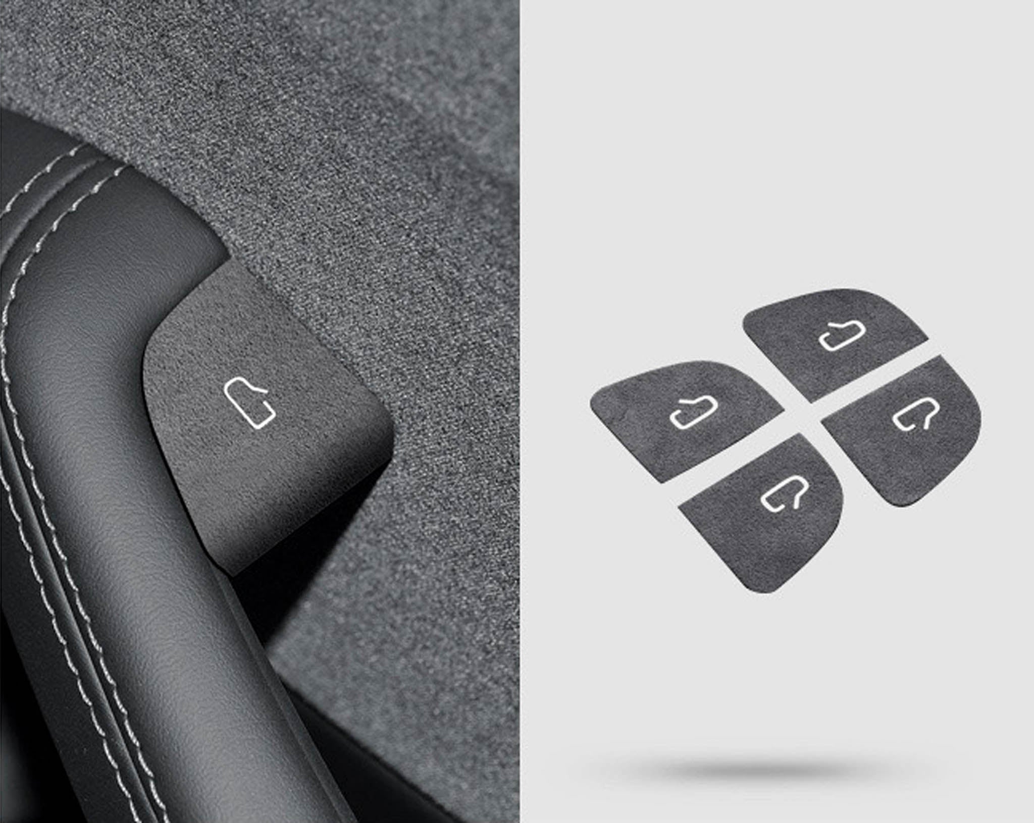 Premium Tesla Alcantara Door Button Wrap Sticker - Compatible with 2024+ Model 3 & 2025+ Model Y - Luxury Interior Upgrade for Enhanced Driving Experience