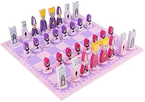 Premium Wooden Chess Set for Adults - Portable Travel Chess Game with Pink Chess Pieces - Perfect for Family Game Nights, Parties & Chess Competitions