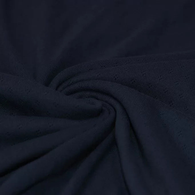 Pointelle Knit Sweater in Navy Blue - Soft & Stylish Women's Pullover for Casual Wear & Layering