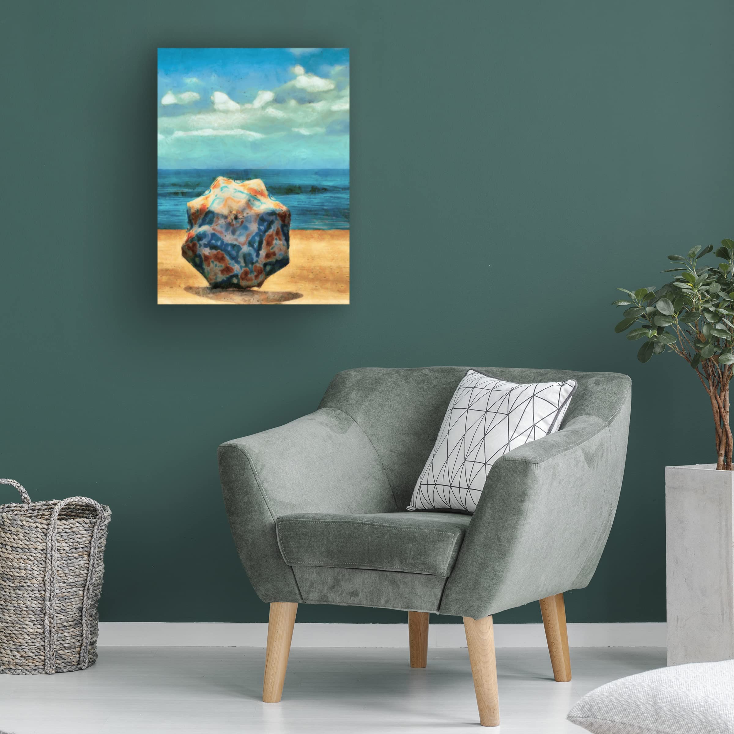 Alonzo Saunders 'Beach Umbrella III' Canvas Wall Art Print - Coastal Decor for Living Room, Bedroom & Beach House