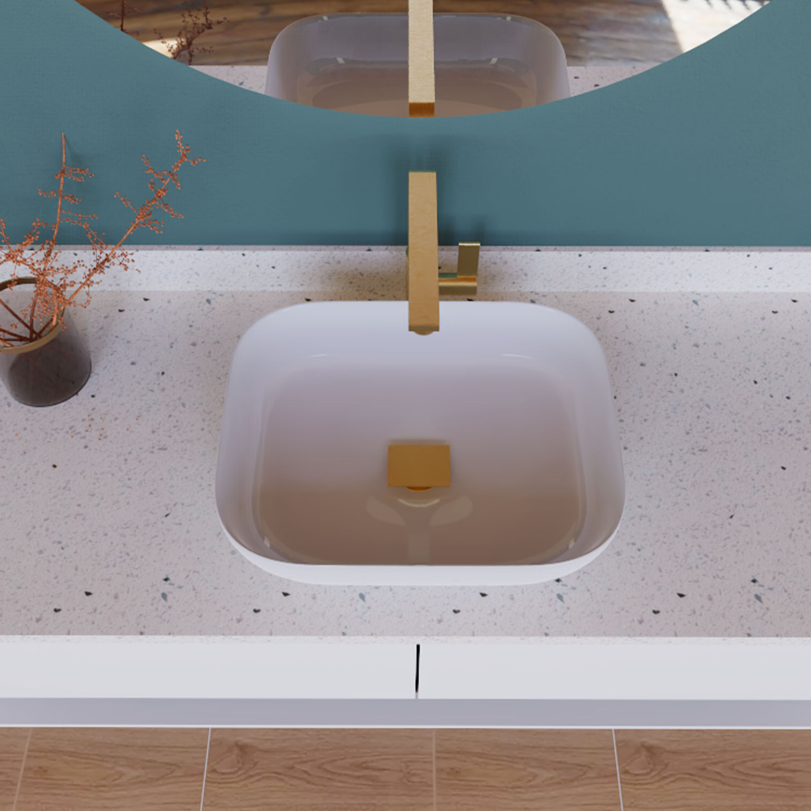 DAX 82012 Square Vanity Sink Pop Up Drain - 2 3/4 x 8 7/8 Inches Brass Bathroom Drain Stopper - Perfect for Bathroom Sink, Vanity, and Powder Room Renovations