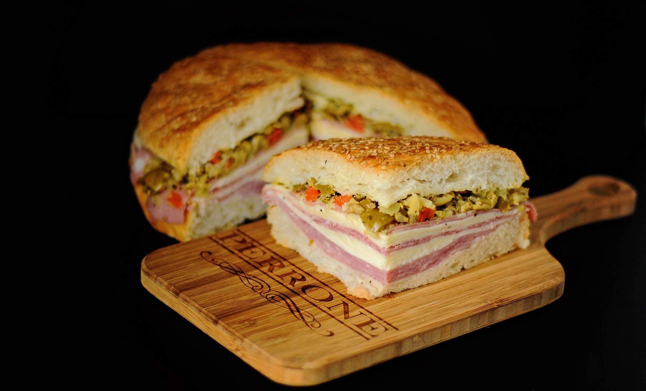 Authentic New Orleans Muffuletta Olive Salad Sandwich - Progress Grocery (8 Inch, 2 Pack) | Perfect for Picnics, Parties & Quick Lunches