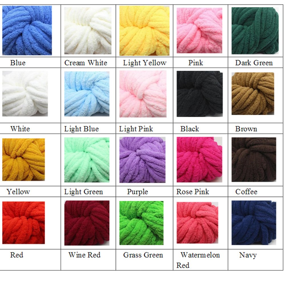 500g Brown DIY Chenille Yarn - 100% Polyester Chunky Knitting Yarn for Blankets, Scarves & Hats - Soft Jumbo Yarn for Crochet, Handmade Crafts & Cozy Winter Accessories