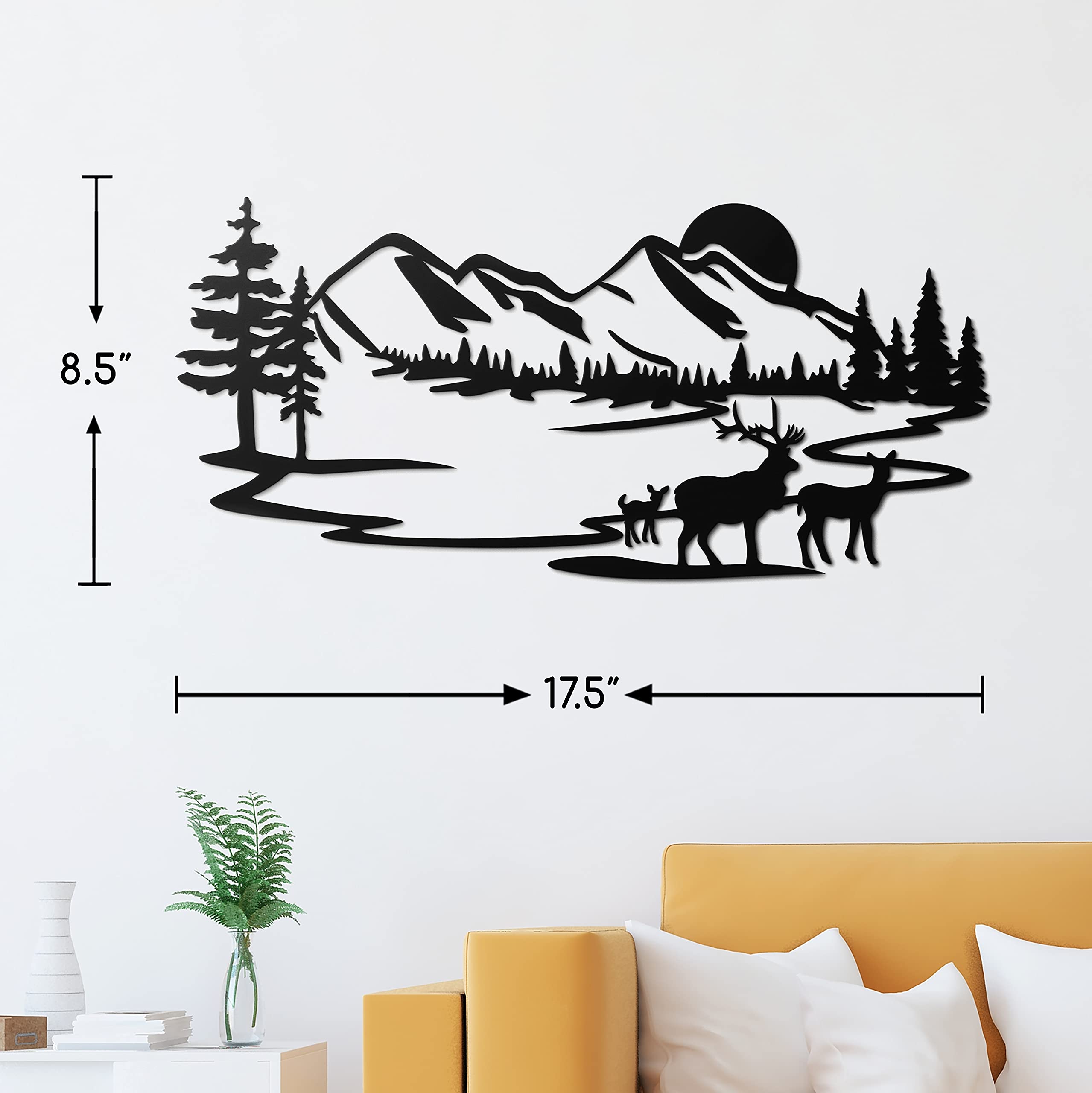 Vivegate Deer Wall Decor - 17.5”X8.5” Rustic Metal Deer Wall Art for Home, Cabin & Bathroom - Wildlife Forest Themed Decorations for Living Room, Bedroom & Office