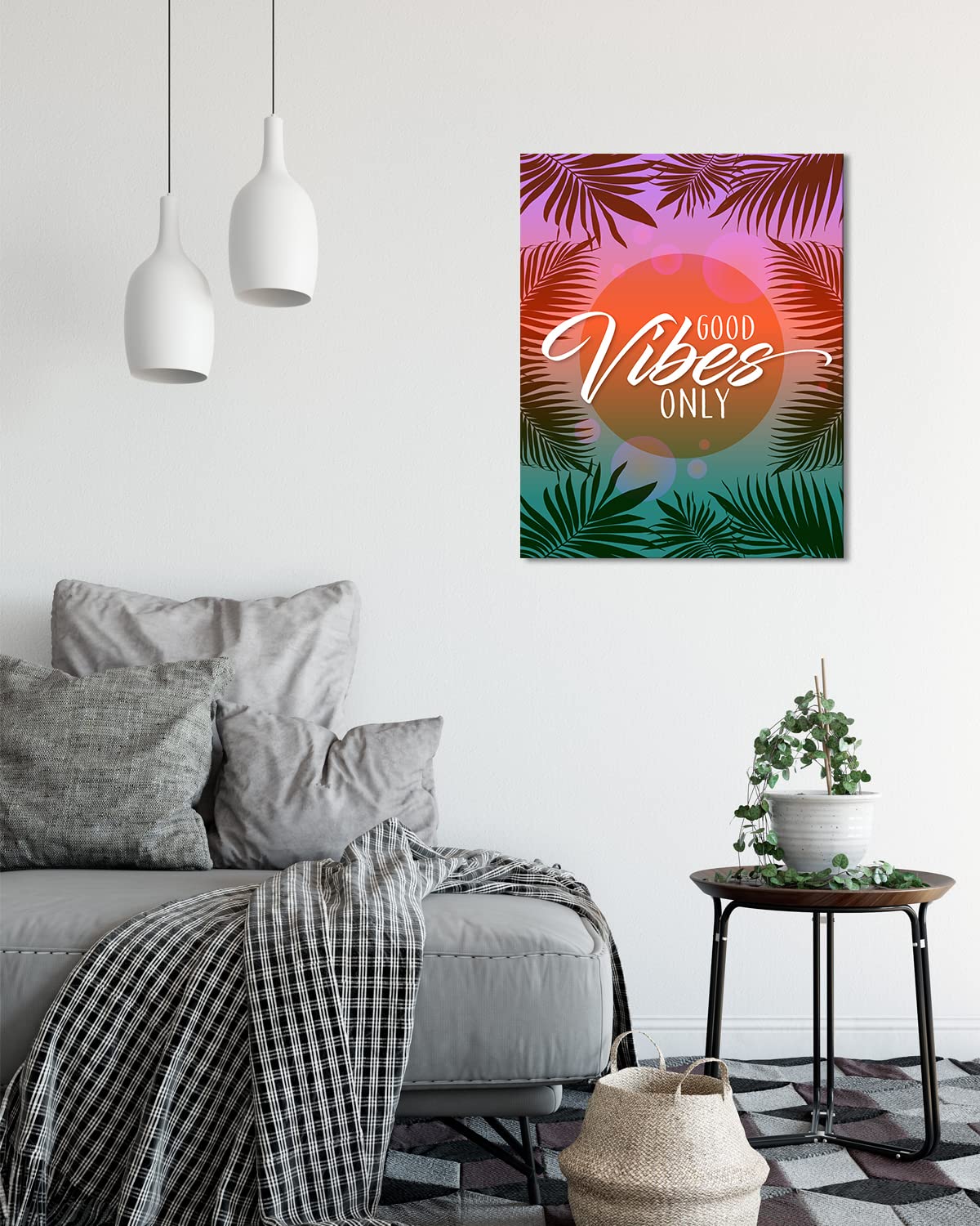 Good Vibes Only Inspirational Wall Art Poster - 16x20 Unframed Beach Themed Bedroom Decor for Teen Girls & Women - Positive Affirmations Office Desk Decoration - Perfect for Coastal Style Rooms, Dorm Walls & Work Spaces