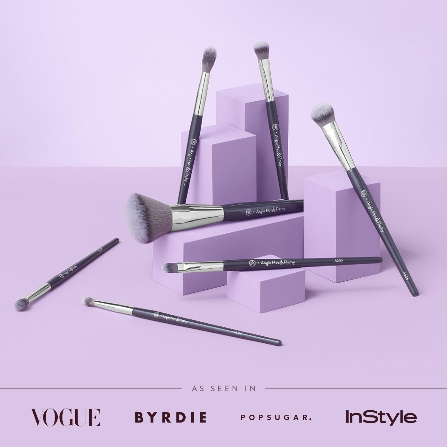 BK BEAUTY BRUSHES - 7PC Angie Hot & Flashy Makeup Brush Set for Under-Eye Concealer, Eyeshadow, Bronzer, Blush & Highlighter | Professional Cosmetic Brushes for Flawless Makeup Application | Perfect for Daily Makeup, Contouring and Highlighting