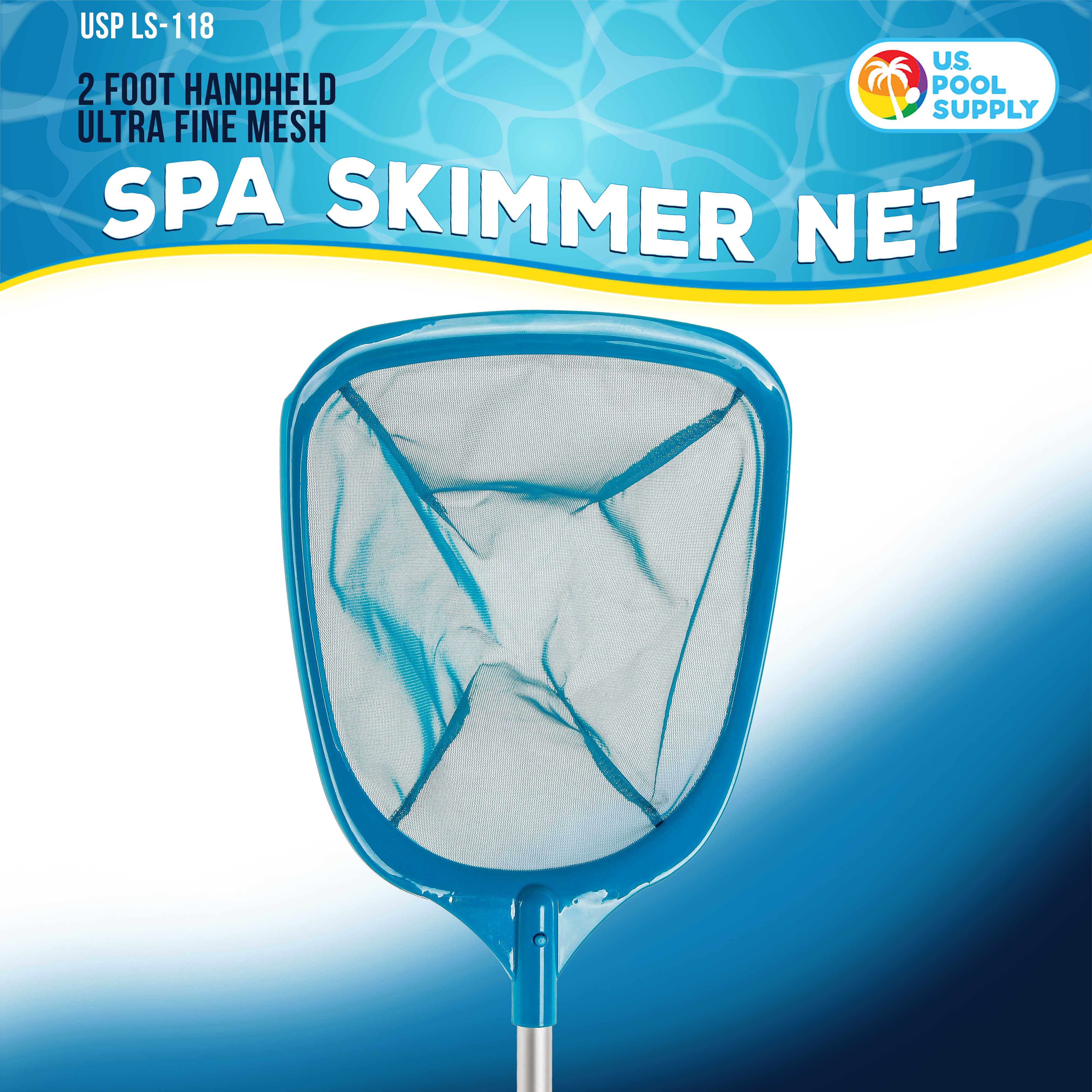 Professional Spa & Hot Tub Leaf Skimmer Net with 12ft Aluminum Pole - Ultra Fine Mesh Pool Cleaning Net for Leaves & Debris - Perfect for Inground & Above Ground Pools, Spas, and Hot Tubs