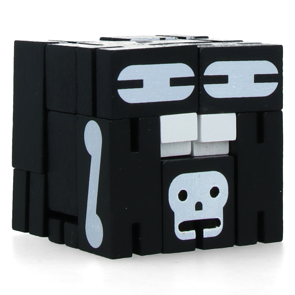 Cubebot Small Black/Skeleton Wooden Puzzle Toy - Fun Brain Teaser for Kids & Adults - Perfect for Office Desk, Stress Relief & Educational Play