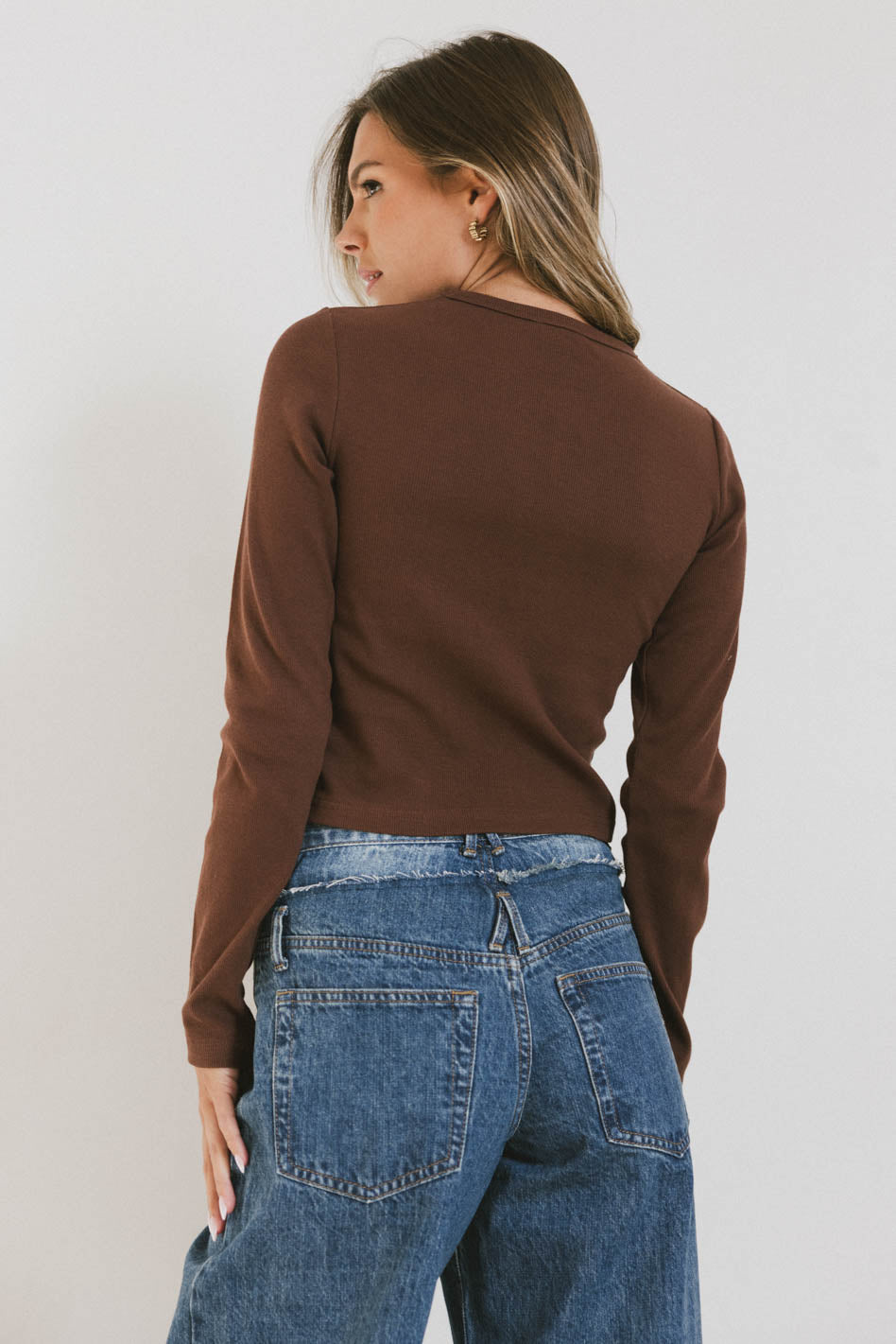 Hallie Women's Brown Top - Casual Short Sleeve Blouse for Summer Outfits & Office Wear | FINAL SALE