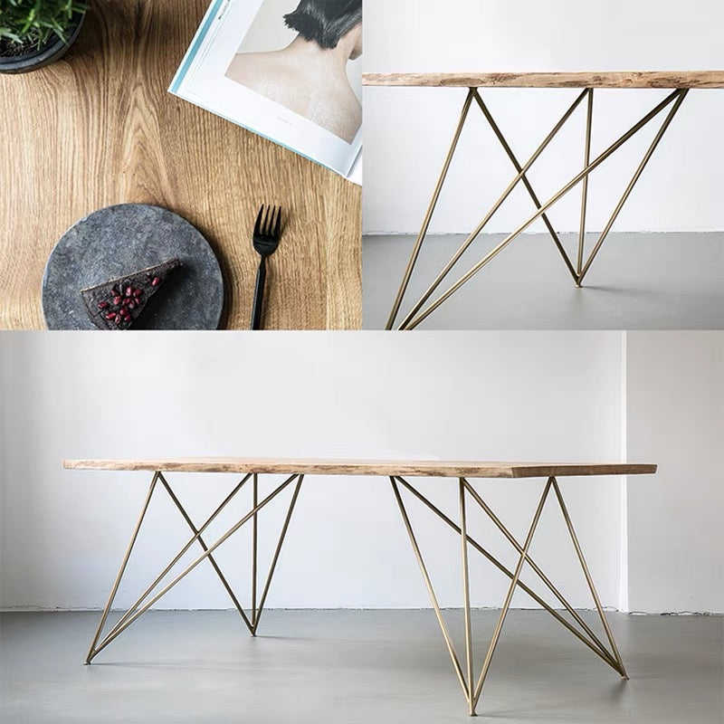 Modern Minimalist Solid Wood Dining Table - Jesse Rustic Wood Conference Table for Home Office & Meeting Room