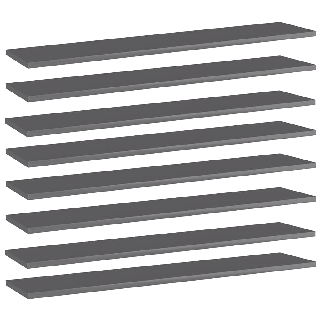 Floating Shelf Replacement Boards - 8 Pack High Gloss Gray Chipboard Shelves 39.4