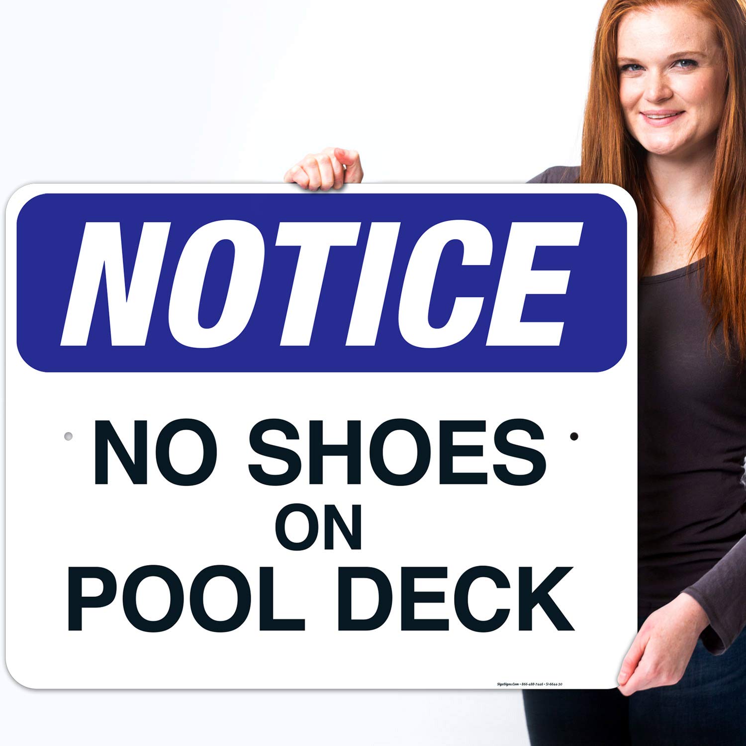 Pool Rules Sign - No Shoes On Pool Deck, 24x30 Inches, Rust-Free .063 Aluminum, Fade Resistant, Indoor/Outdoor Use, Made in USA - Perfect for Public Pools, Hotels, Resorts & Community Swimming Areas