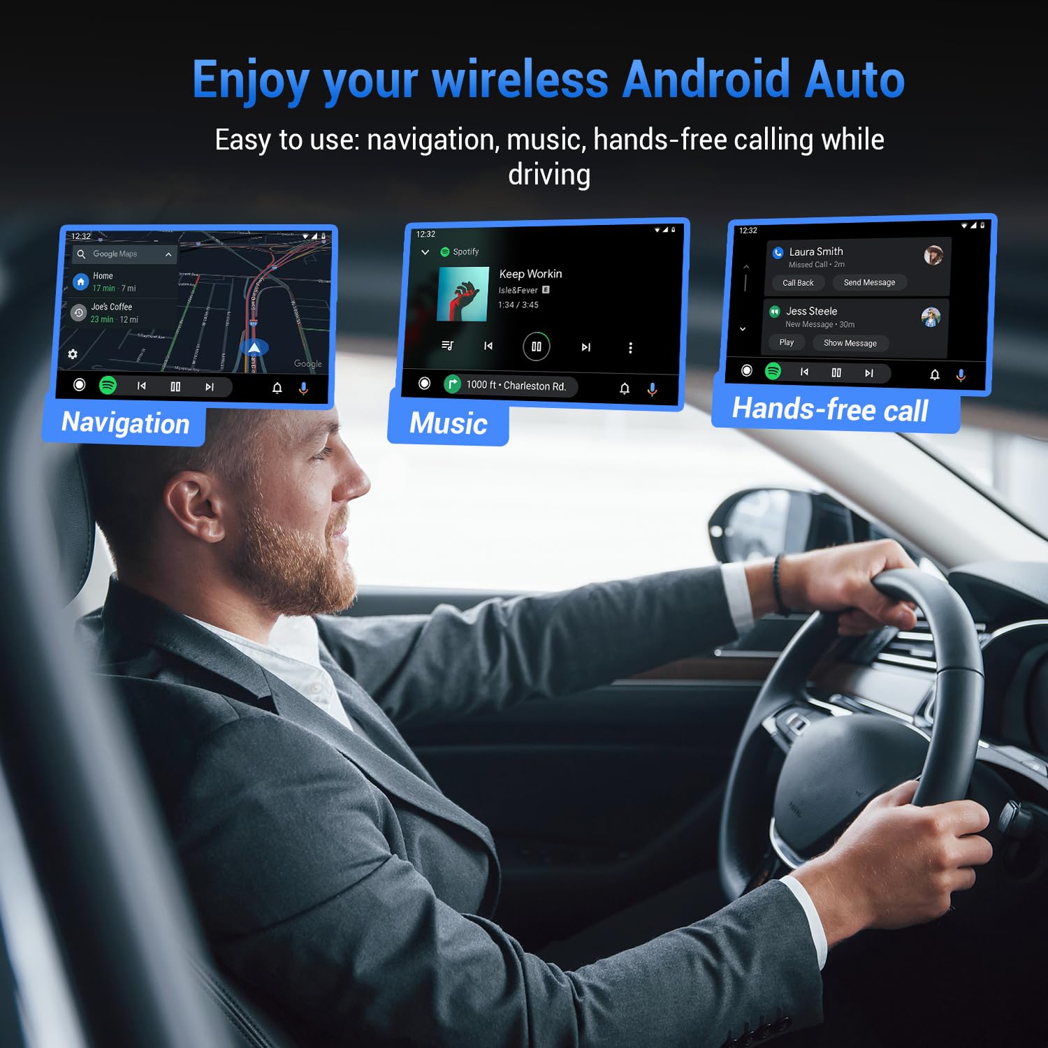 OTTOCAST A2Air Pro Wireless Android Auto Car Adapter - Convert Wired to Wireless, Plug & Play USB for Android Auto - Enjoy Hands-Free Navigation & Music Streaming on Your Drive