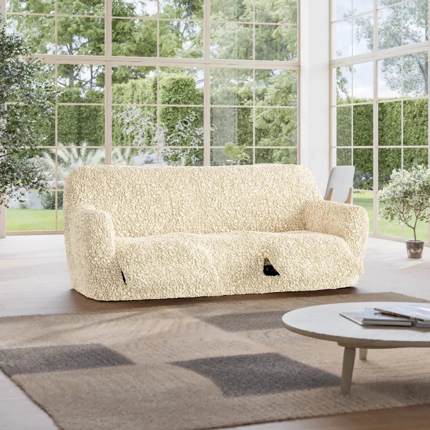 3 Seater Recliner Slipcover - Soft Fuco Cotton Stretch Sofa Cover - Perfect for Living Room, Family Room & Home Theater Furniture Protection