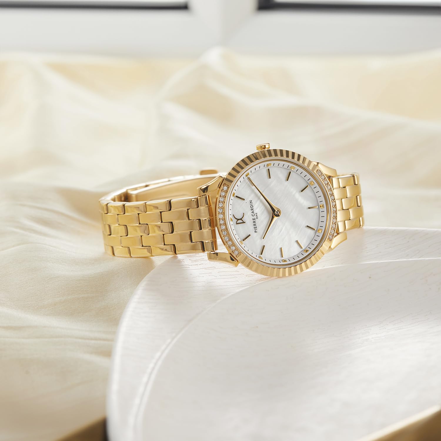 Pierre Cardin Pigalle Women's White Mother-of-Pearl Analog Watch - CPI.2579 | Elegant Dress Watch for Business, Parties & Special Occasions