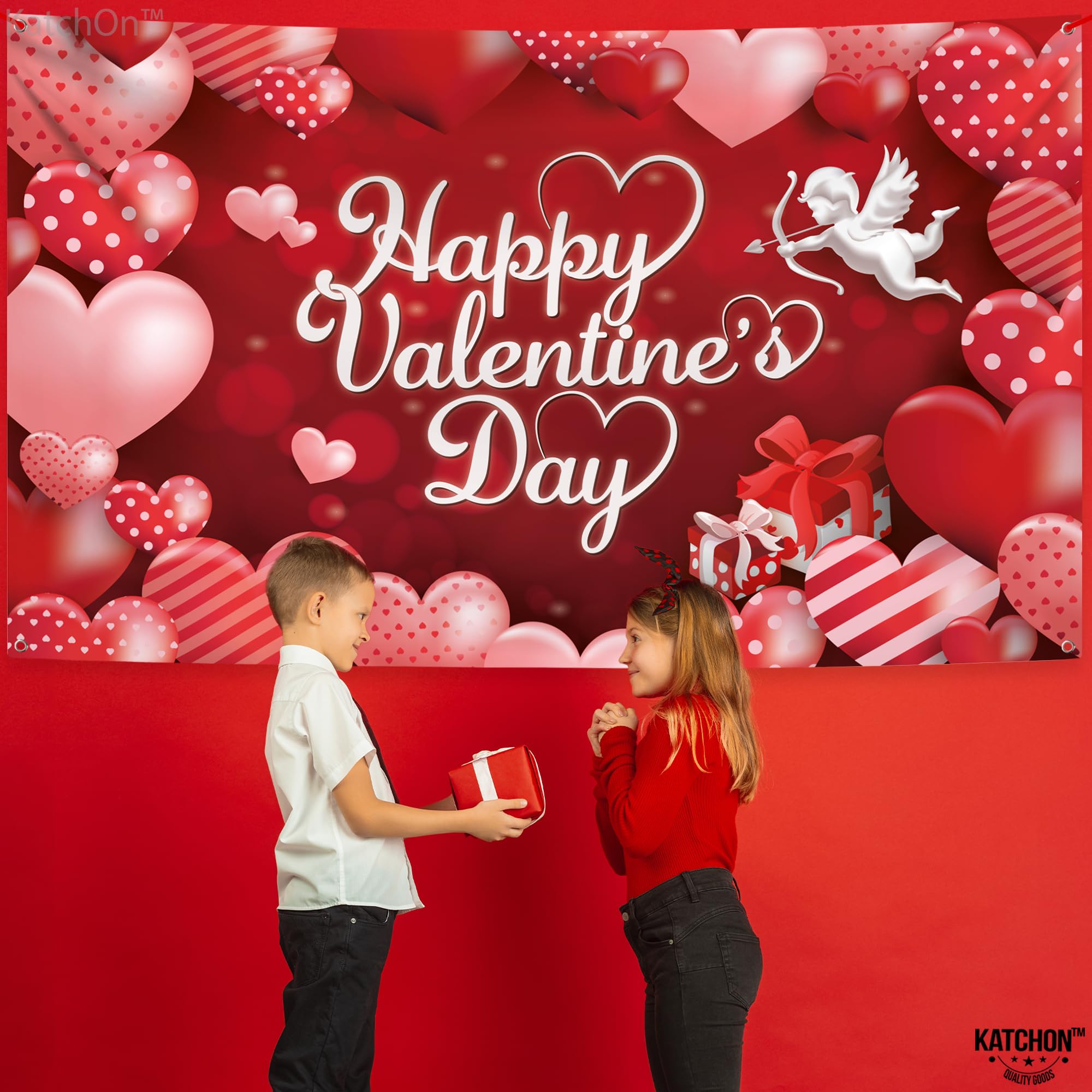 KatchOn Extra Large Valentine's Day Backdrop Banner - 72x44 Inch Romantic Decor for Valentine's Party, Wedding, Photo Booth & Home Decoration | Perfect for Valentine's Day Decorations and Celebrations