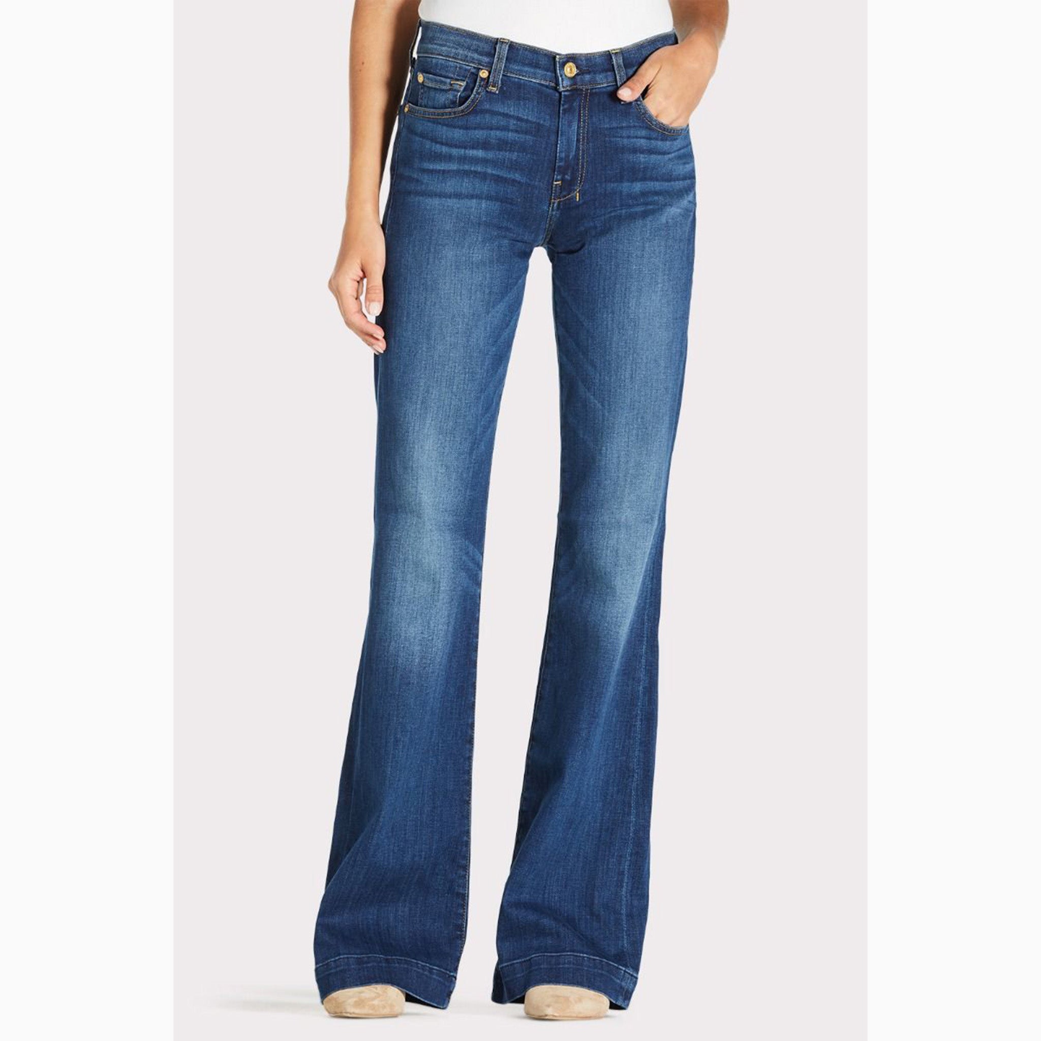 7 For All Mankind Women's MR1 Dojo High-Rise Skinny Jeans - Stretch Denim Pants for Work, Date Night & Casual Outfits