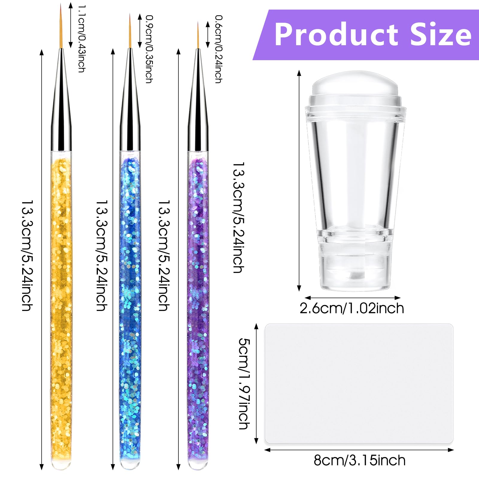 French Tip Nail Stamp Set - Dual Head Silicone Nail Art Stamper Kit with 3 Detail Brushes & Scraper | DIY French Manicure Tools for Home Salon & Professional Use | Perfect for Nail Art Beginners & Salon Stylists