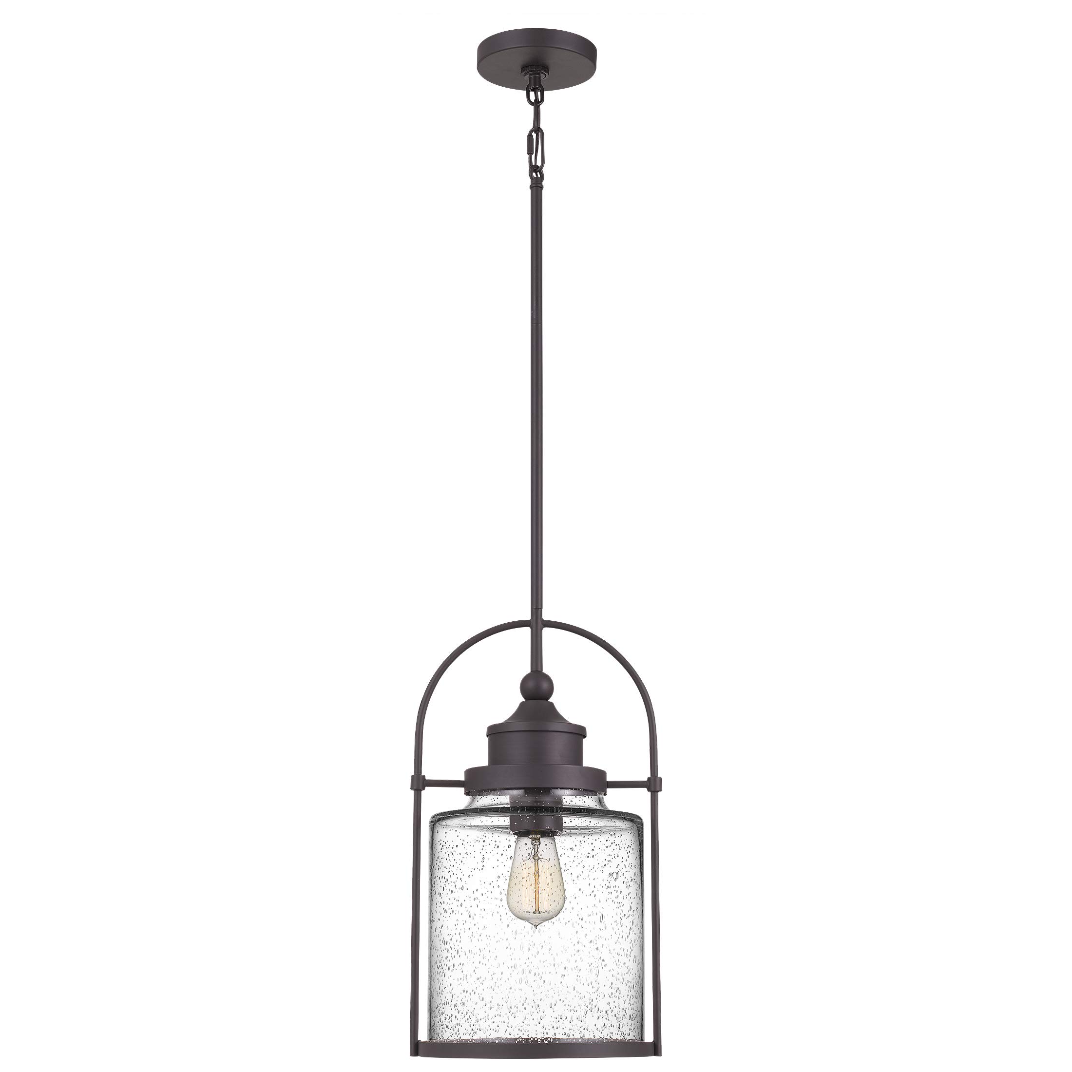 Quoizel Payson Mini Pendant Light - 10 Inch Western Bronze with Clear Seeded Glass - 1-Light Ceiling Fixture (Max 59