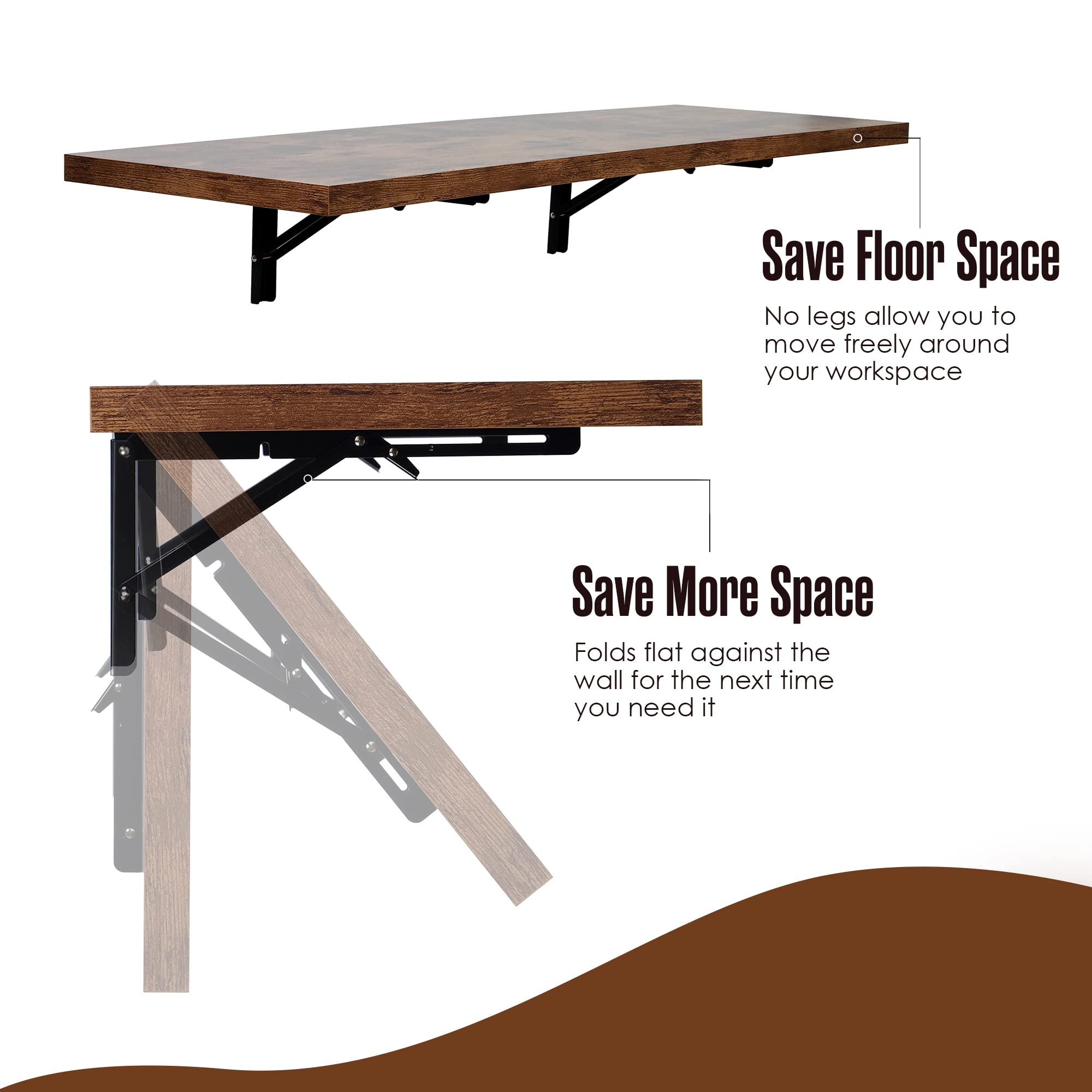 Foldable Wall Mounted Murphy Desk - Space Saving Floating Table for Laundry Folding, Home Office & Small Spaces | Perfect for Apartments, Dorms & Multi-Purpose Rooms