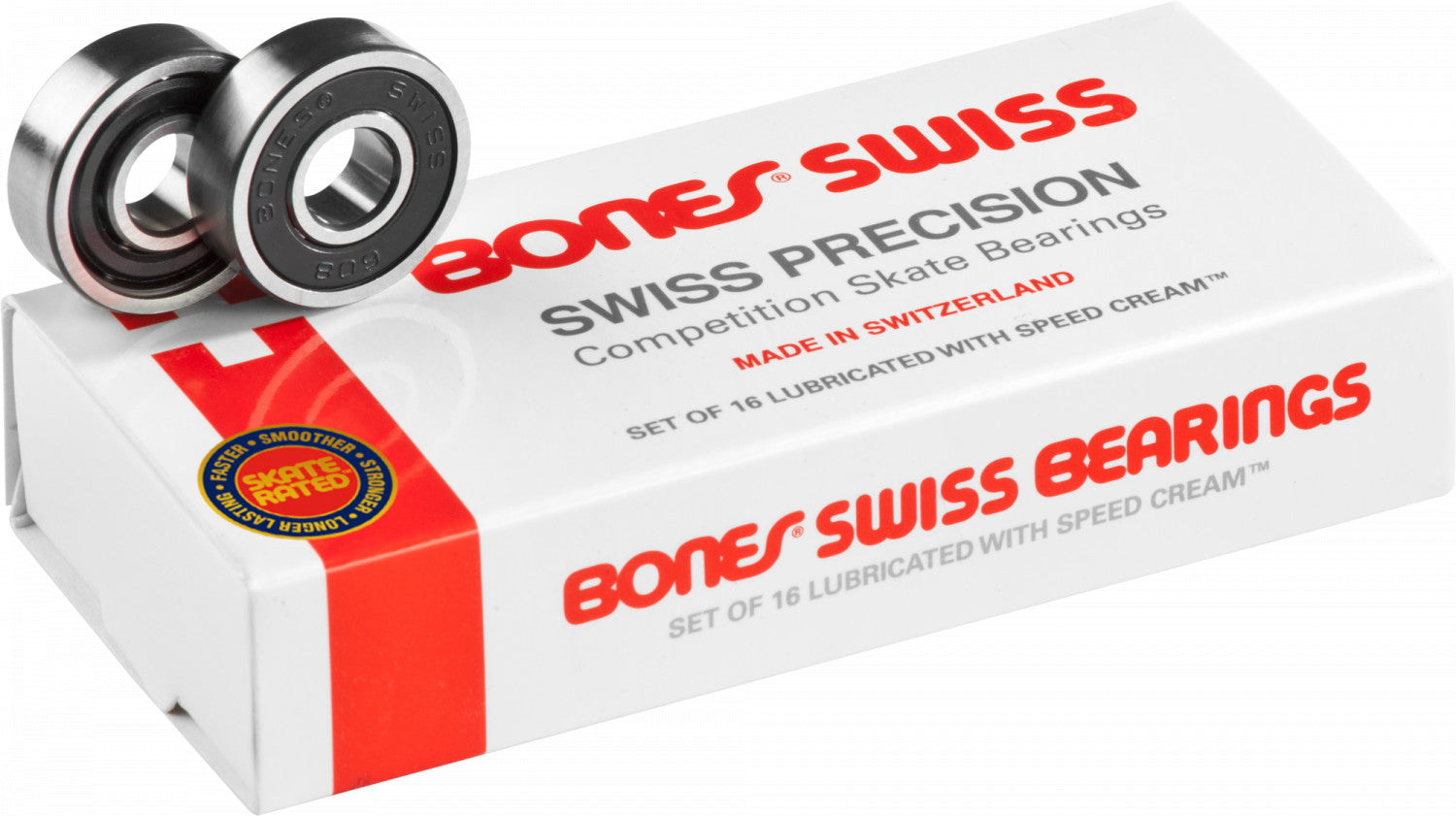 Bones Swiss 7mm Skateboard Bearings - High Speed Precision Bearings for Skateboards, Longboards & Roller Skates - Perfect for Street, Park & Vert Skating