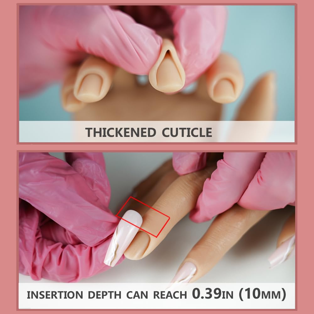 Flexible Silicone Practice Hand for Acrylic Nails - Left Hand Mannequin with Stand | Bendable Fake Hand for Nail Art Training & Practice | Perfect for Beginners, Professionals & Salon Use